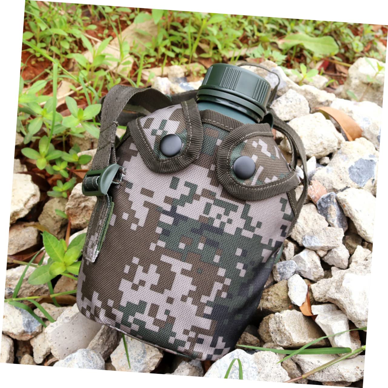 1 Set Edelstahl-Wasserkrug Wanderwasserflasche Tarnwasserflasche Armee-Wasserkocher Armee-Kantine Tarn-Kantine Überlebenskessel Kantine Outdoor-Gurt Reisen