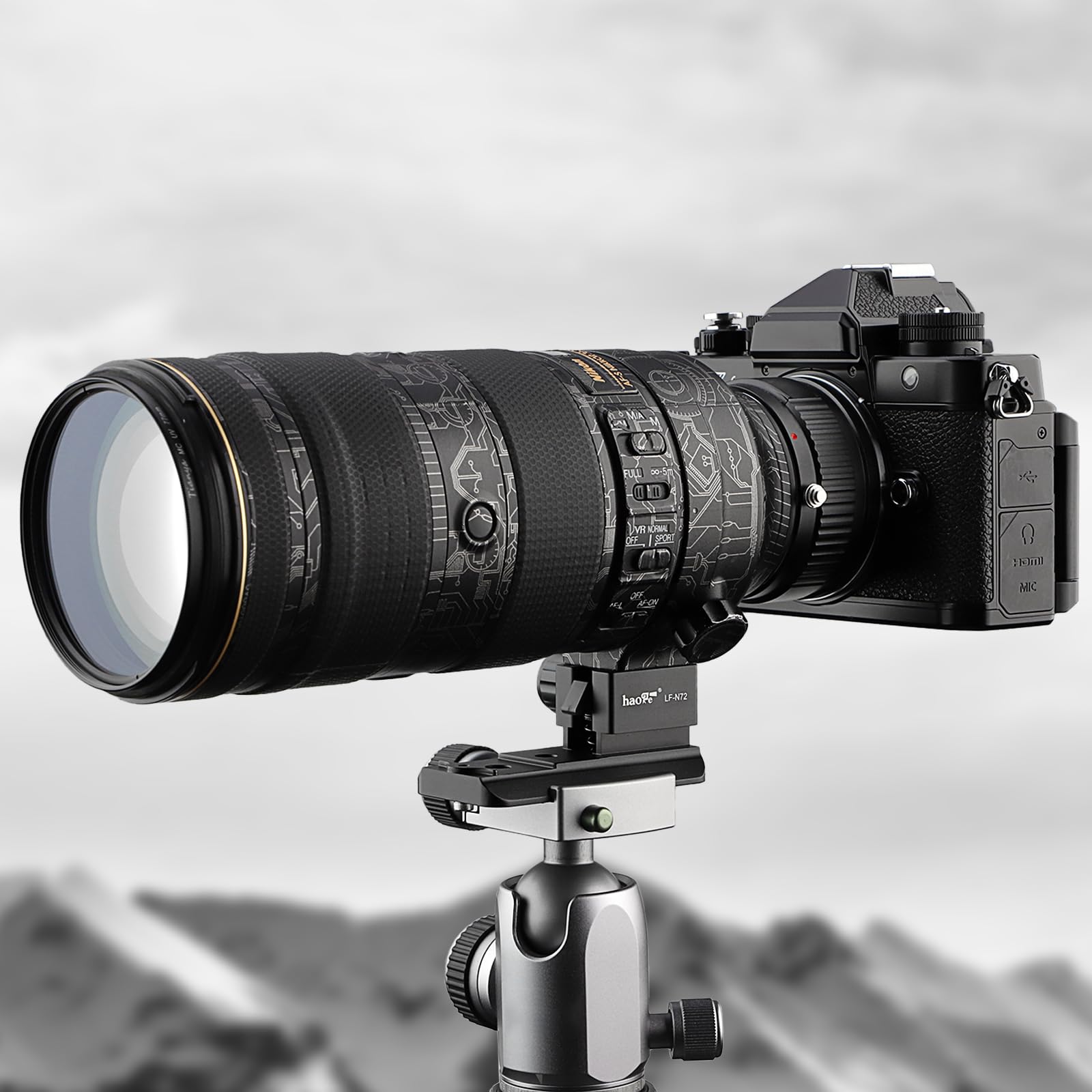Haoge LF-N72 - Anello adattatore per treppiede per Nikon AF-S Nikkor 70-200 mm f2.8G ED VR I II, 70-200 mm f2.8E FL ED VR e 500 mm f5.6E PF ED VR con piastra a sgancio rapido Arca Swiss integrata