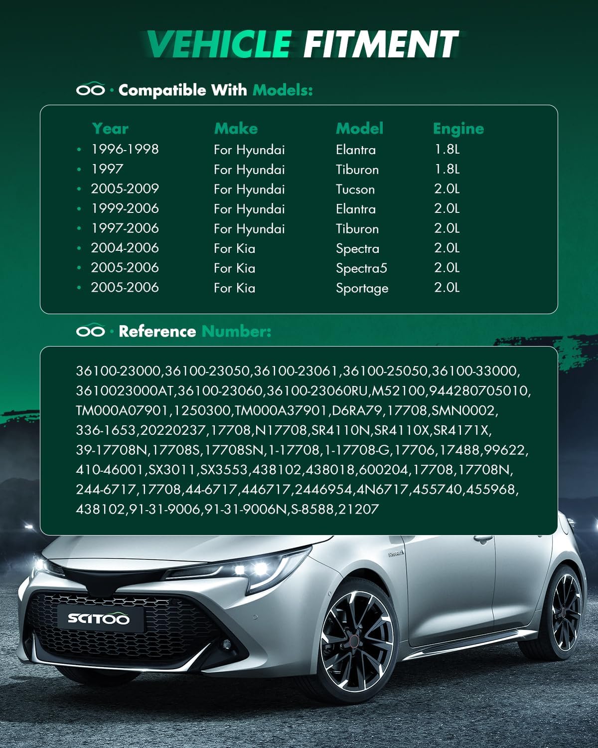 SCITOO Starter Motor fit for Hyundai for Elantra 1.8L 1996-1998,for Hyundai for Elantra 2.0L 1999-2006,for Hyundai for Tiburon 1.8L 1997 Replacement Starter 17708