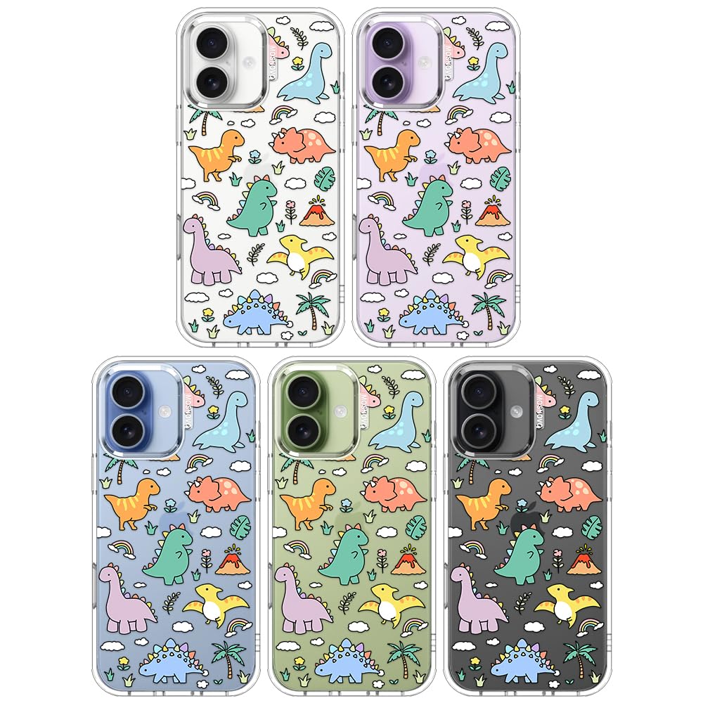 MOSNOVO Case for iPhone 17, [Buffertech 6.6ft Military-Grade Drop Protection] [Camera Control] Clear TPU Bumper Phone Case - Dinosaur Land - 3