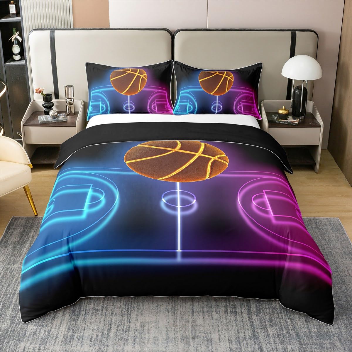 Parure de lit basket-ball 220x240 enfants housse de couette coton Homewish
