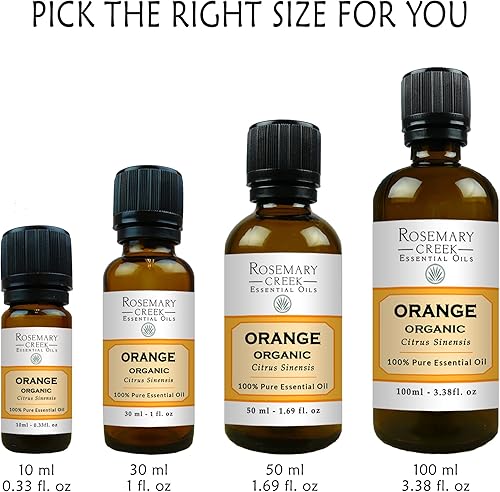 Miniatura 3 de Rosemary Creek Essential Oils - Aceite esencial de naranja orgánico, grado terapéutico, 100% puro y natural, sin diluir, aromaterapia y terapia de