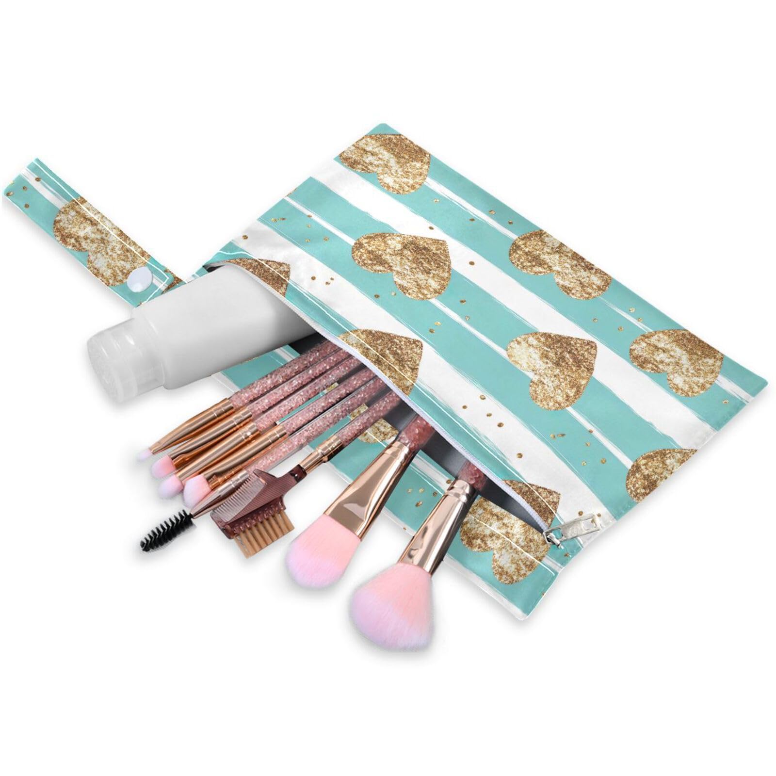 Coikll Wet Dry Bags for Cloth Diaper 2 Pack Waterproof Yoga Gym Bag for Swimsuit Wet Clothes Baby Items-?Love Glitter Stripes?