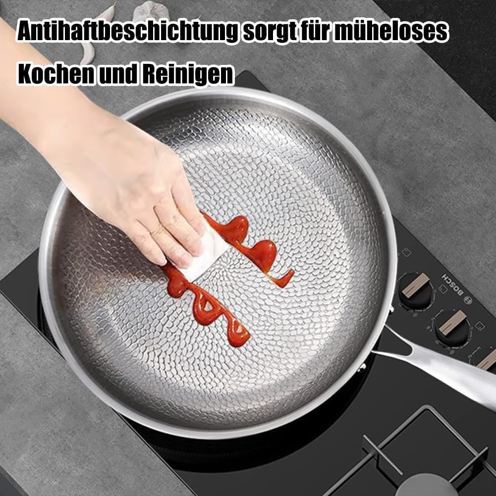 Padella antiaderente in titanio, pentola da cucina professionale in titanio martellato aggiornata 2026 con coperchio per tutti i piani cottura, resistente al calore estremo (NO Lid,26CM)