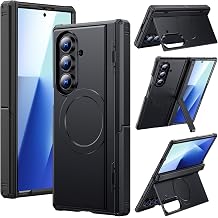 Magnetic for Samsung Galaxy Z-Fold-7 Case Dual Stand Horizontal & Vertical, Fit for MagSafe Charging, 9H Glass Screen Protector, Rugged Hinge Protection, TPU Shockproof Fold7 Phone Cover, Black