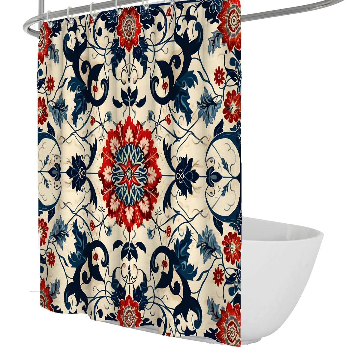 Boho-Medaillon Duschvorhang Vintage-Baddeko 180 x 220 cm