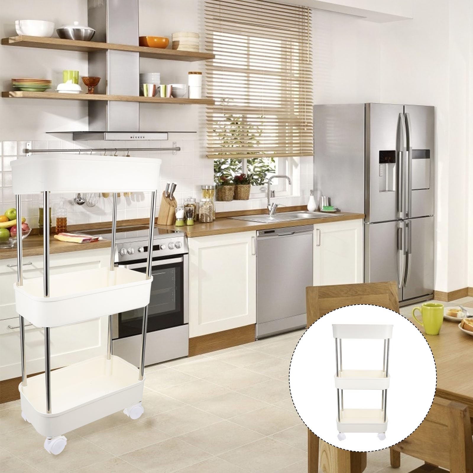 Carrello Portatutto Multiuso a Livelli in Plastica Bianco