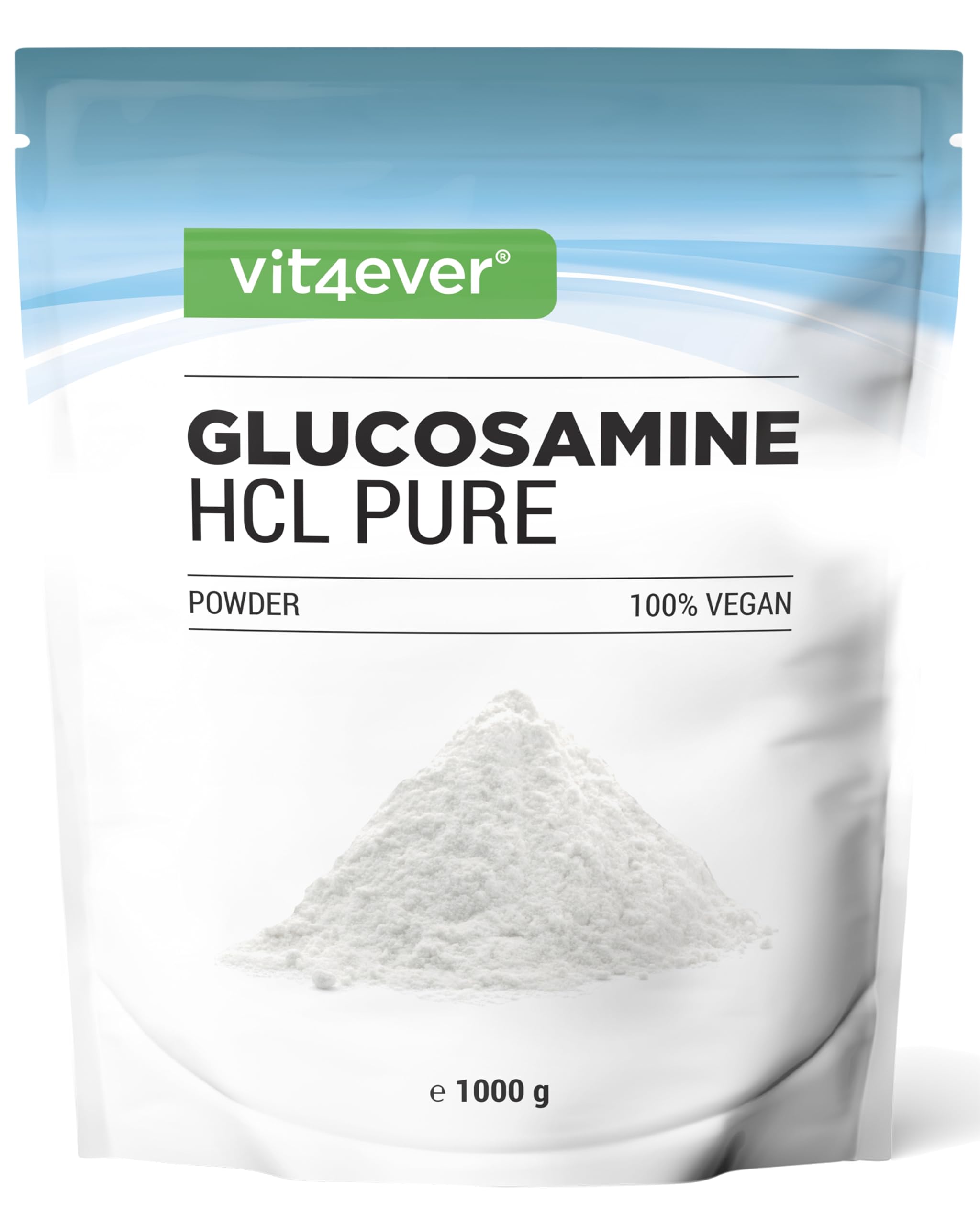 Glucosamine HCL Pure - 1000 g (1 kg) de Poudre Pure sans Additifs - Issue de la Fermentation Végétale - Vegan - Hautement Dosé
