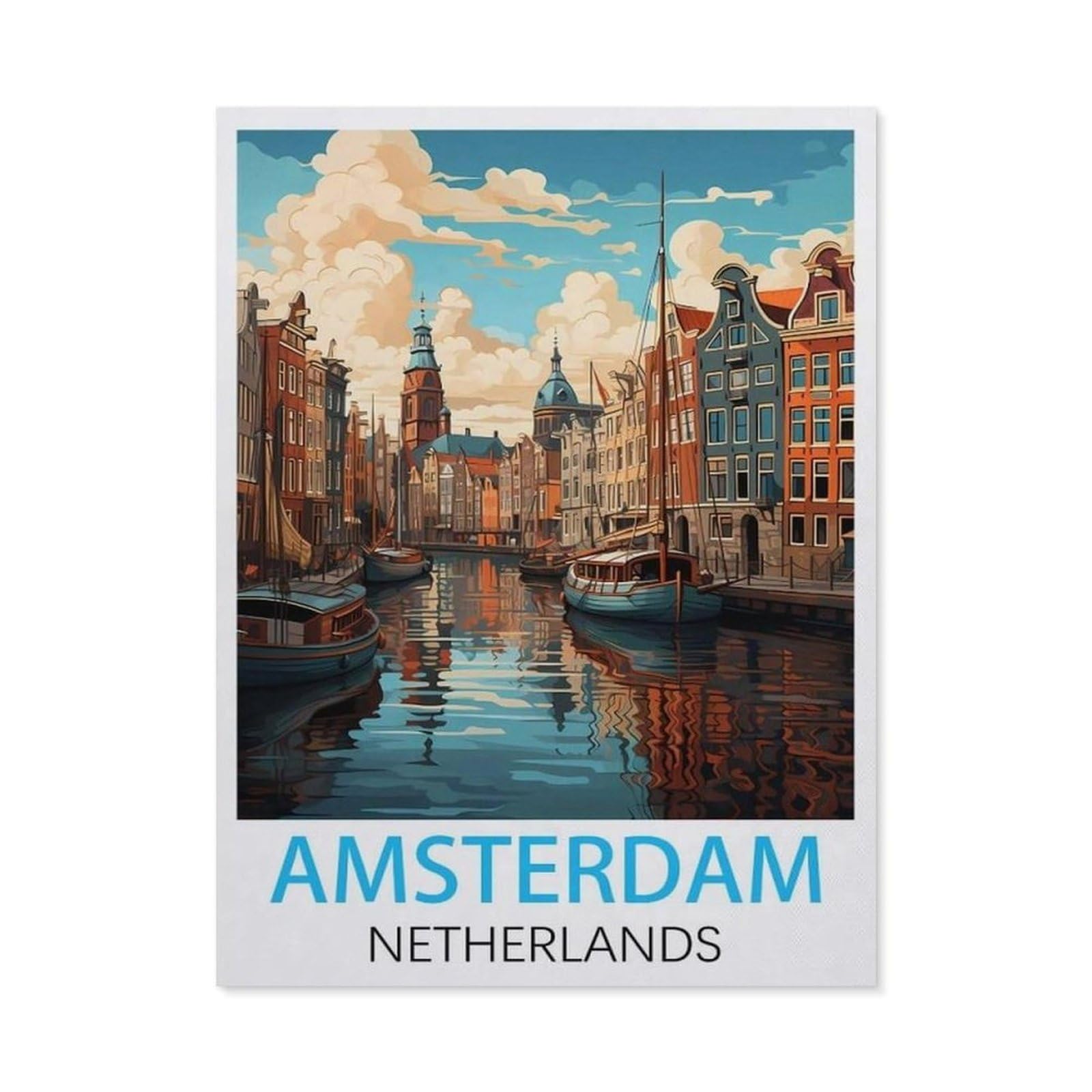 BEAYODKP Diamond Painting，Amsterdam Netherlands,Full Round Diamond Embroidery Kits Cross Stitch Crystal Rhinestone Pictures Arts Craft Home Wall Decoration（40 x 50 cm/15.74 x 19.68 inches）-BY78
