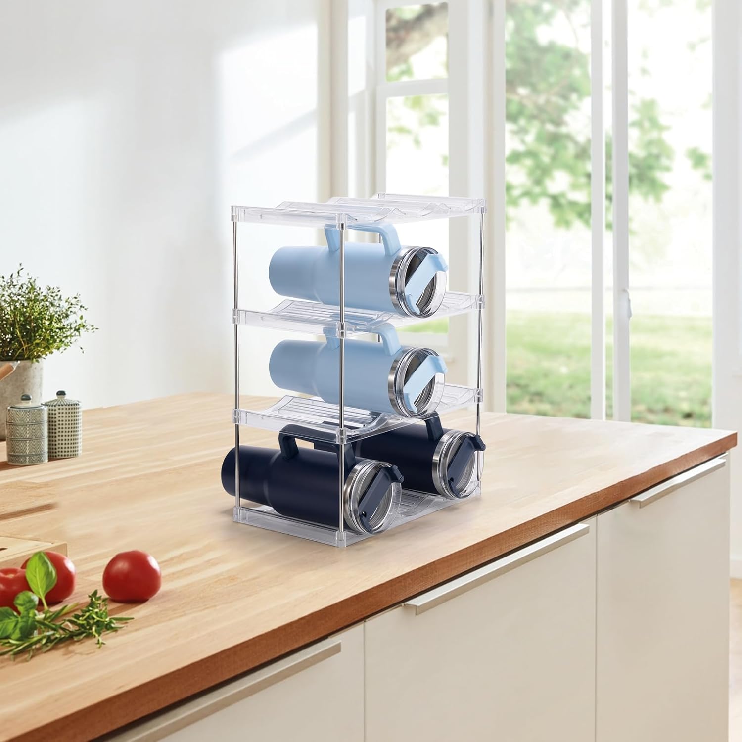 Stackable Water Bottle Organizer for Stanley 40 oz Tumbler, Water Bottle Holder for Others' Large Cup, Tumbler Organizer for Cabinet, Water Bottle Storage Rack, Wine Rack, Hold 9, 3 Tiers - Image 6