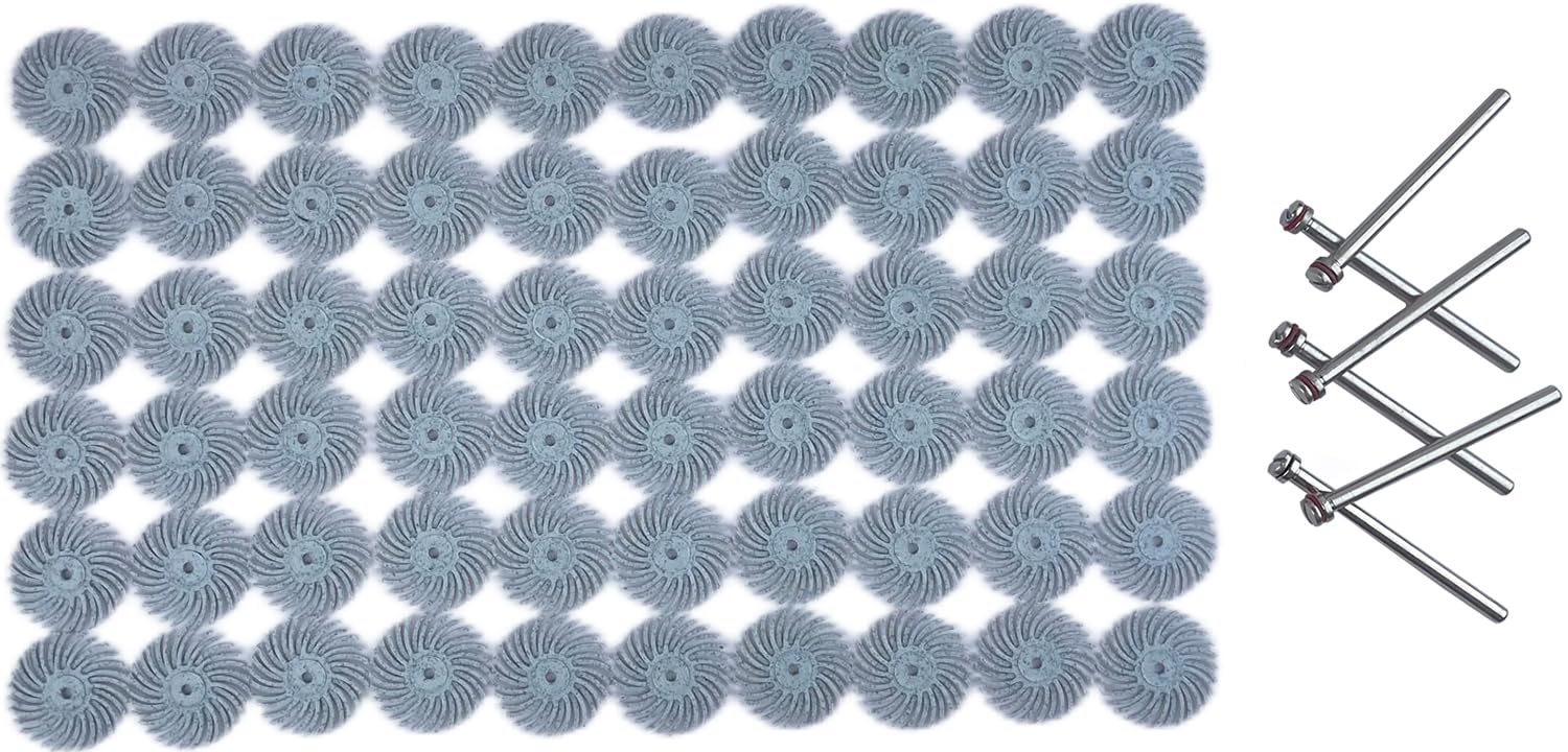 60pcs 3/4 Inch Radial Bristle Disc with 3 mm Shank for Rotary Tools, Jewelry Wood Metal Polishing Cleaning Abrasive Brush Kit, Grit 120