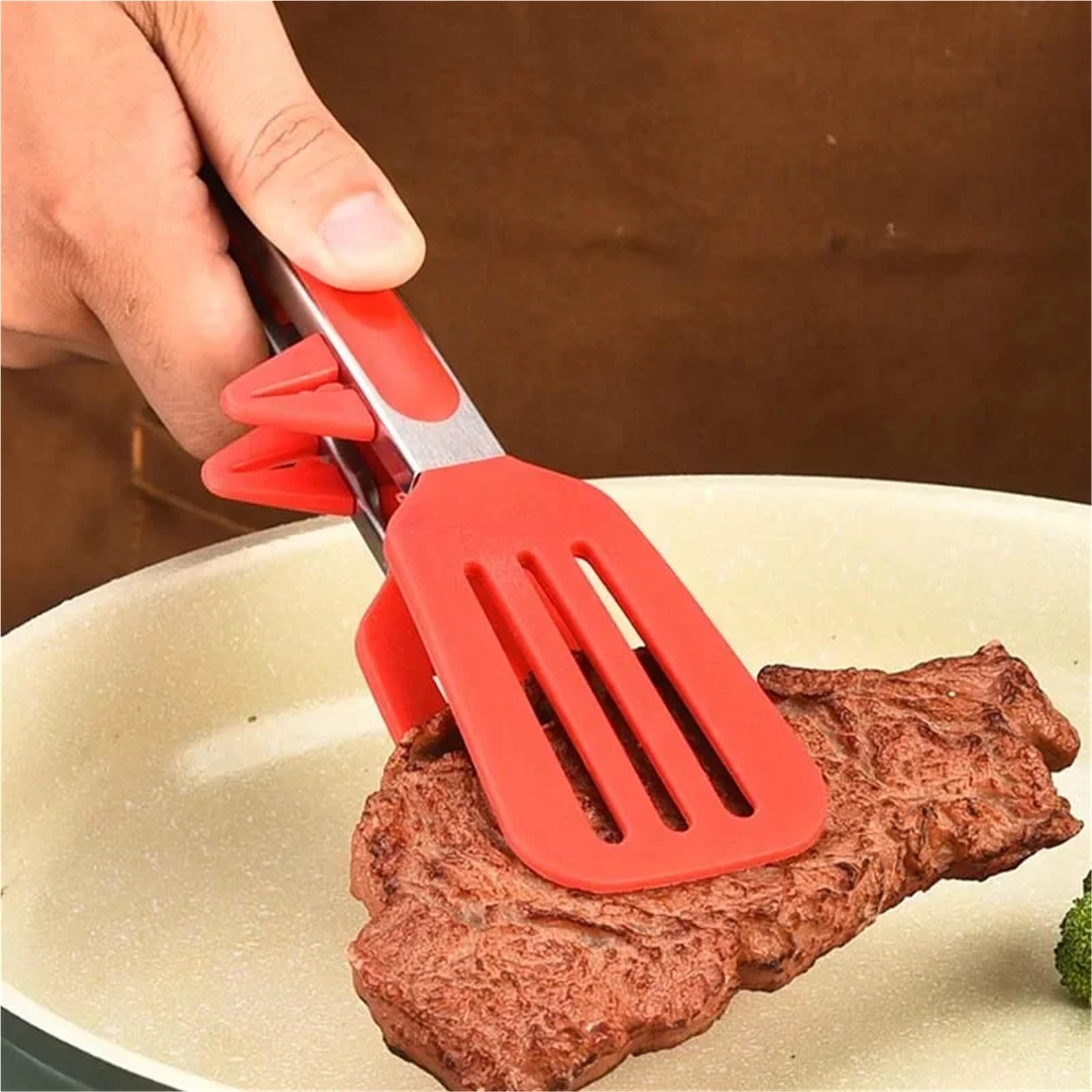 Szczypce kuchenne, Szczypce 3 szt. Wielokolorowe, nierdzewne, nylonowe, silikonowe, antypoślizgowe klipsy do sałatek BBQ(Green 3pcs)
