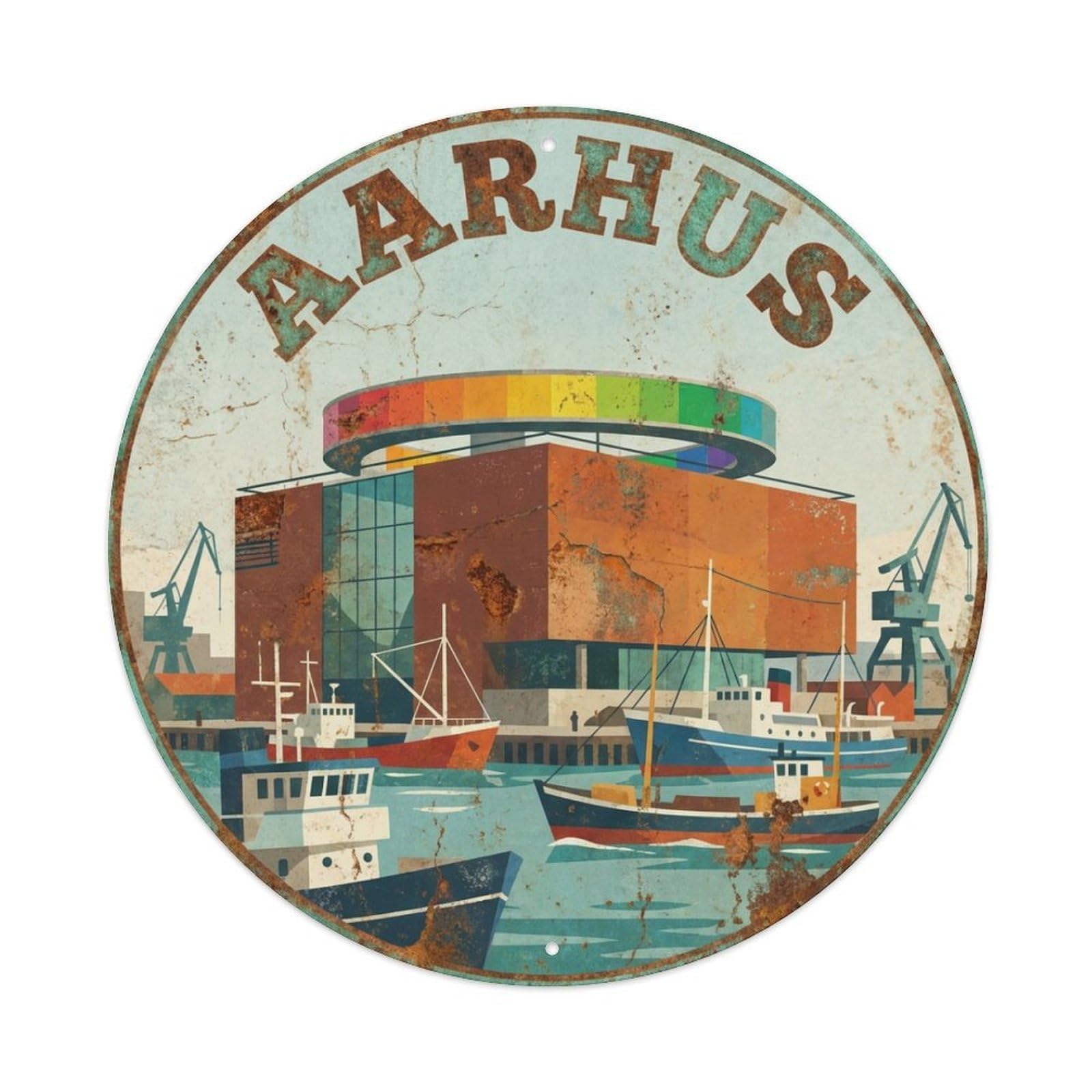 Travel Retro Denmark Aarhus Metal Tin Sign
