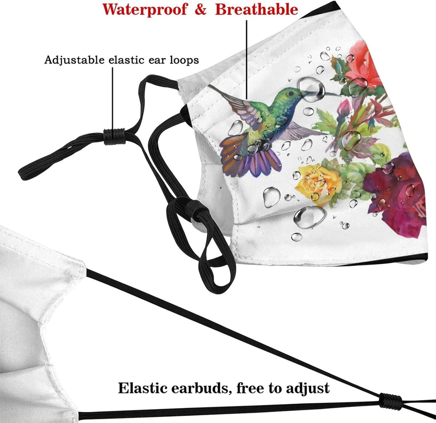 Hummingbird Face Mask (3 PCS) Washable Reusable Soft Mouth Shield Fashion Face Decoration with Filter Pocket Winproof Warmth Breathable Dust Mask Headscarves Balaclavas With 10 Replaceable Filters : Sports & Outdoors