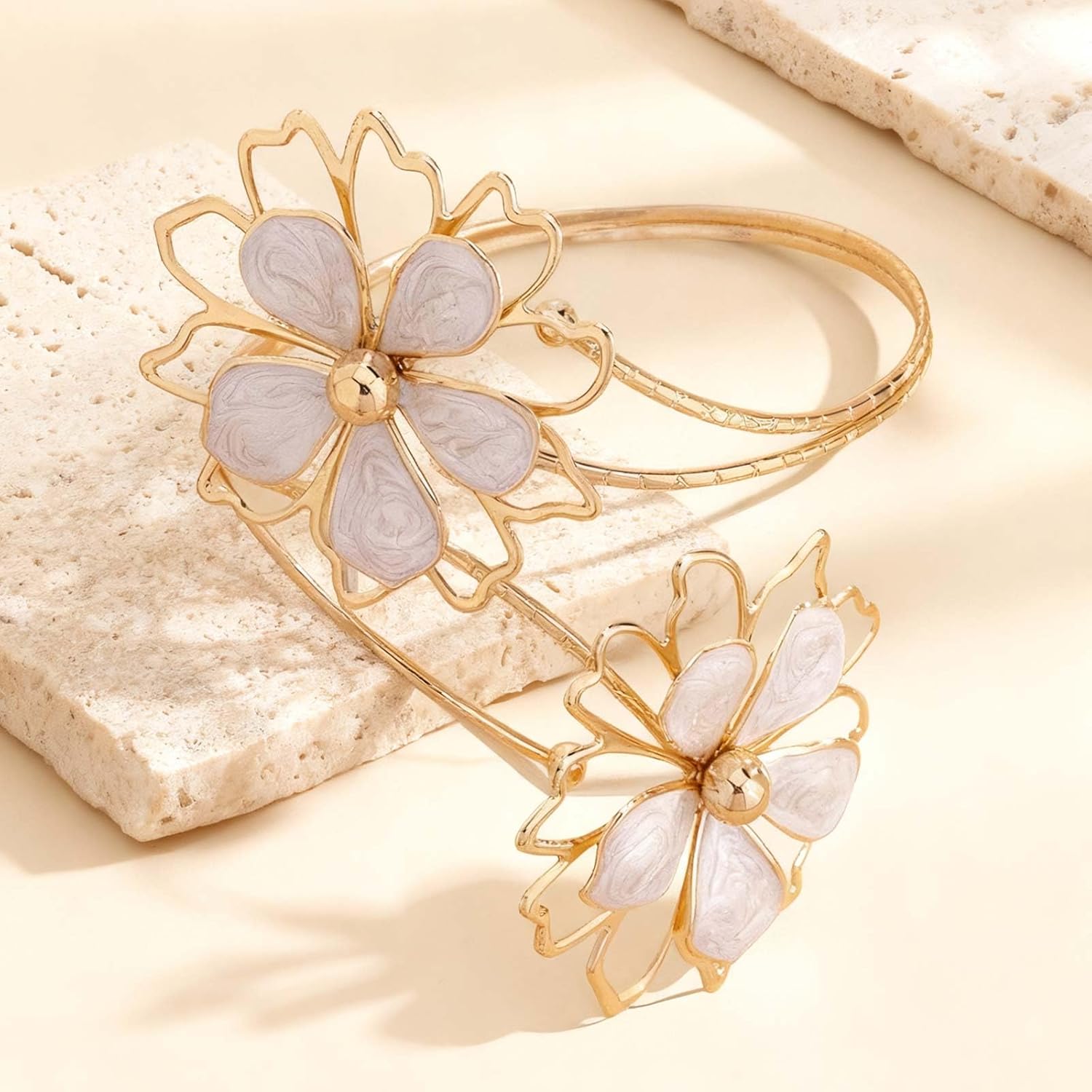 72ore Gold Arm Cuff for Women Flower Design Cuff Bracelet Jewelry Gifts for Women Trendy - Image 5