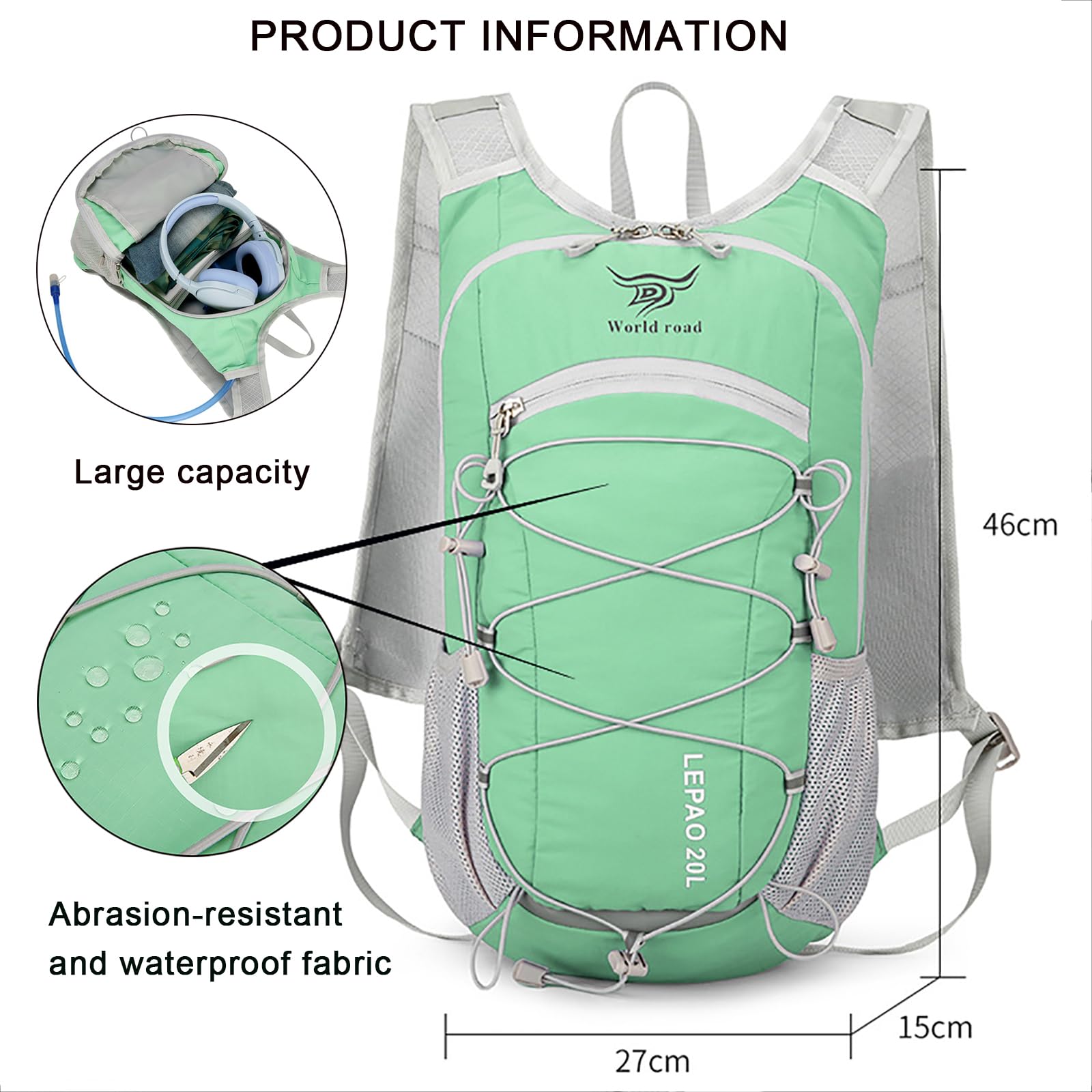 Zaino impermeabile da 30 l, leggero, da escursionismo, da viaggio, per campeggio, trekking, ciclismo, arrampicata, unisex, ideale per avventure all'aria aperta, Blu