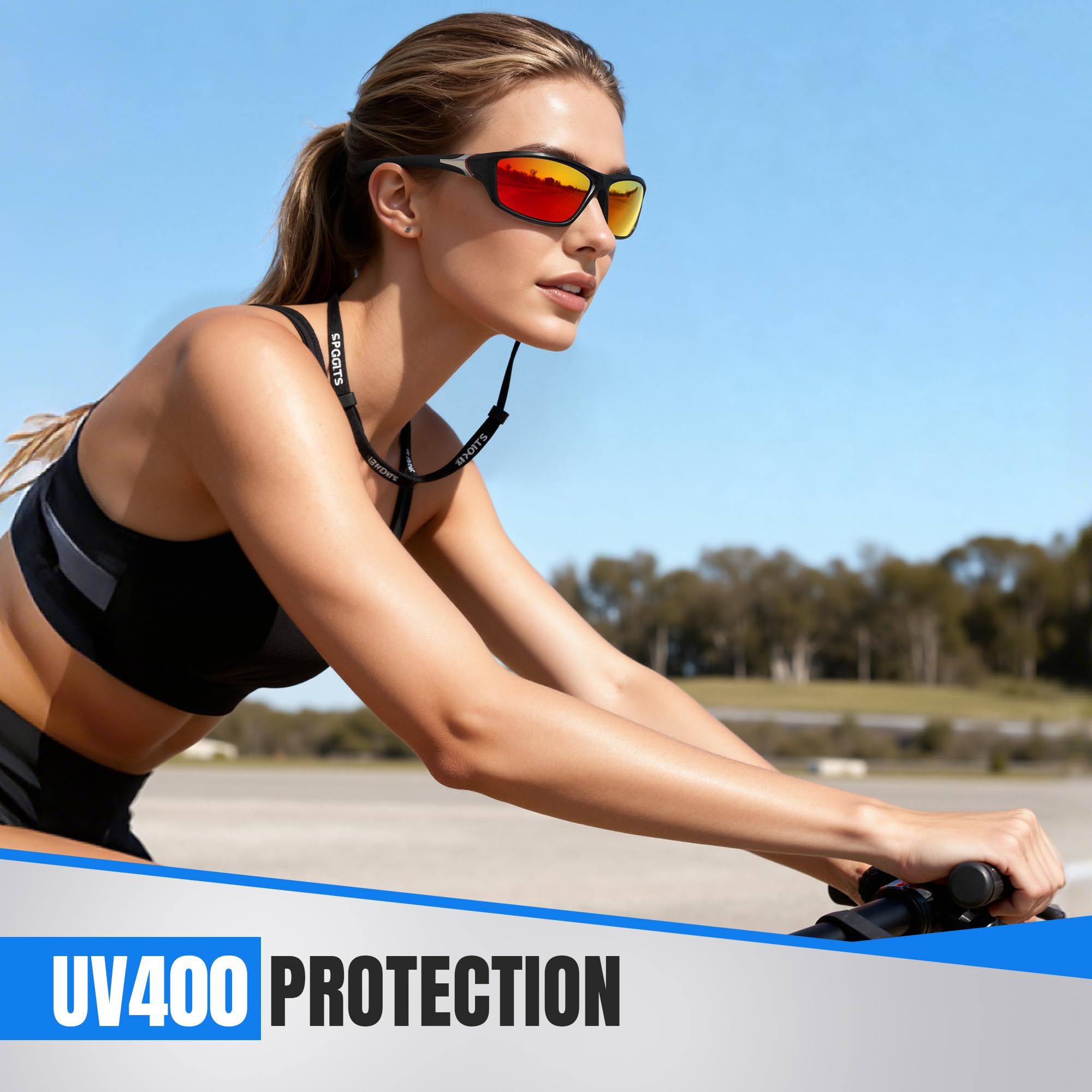 Occhiali da sole sportivi polarizzati da uomo, avvolgenti, protezione UV, per pesca, ciclismo, guida