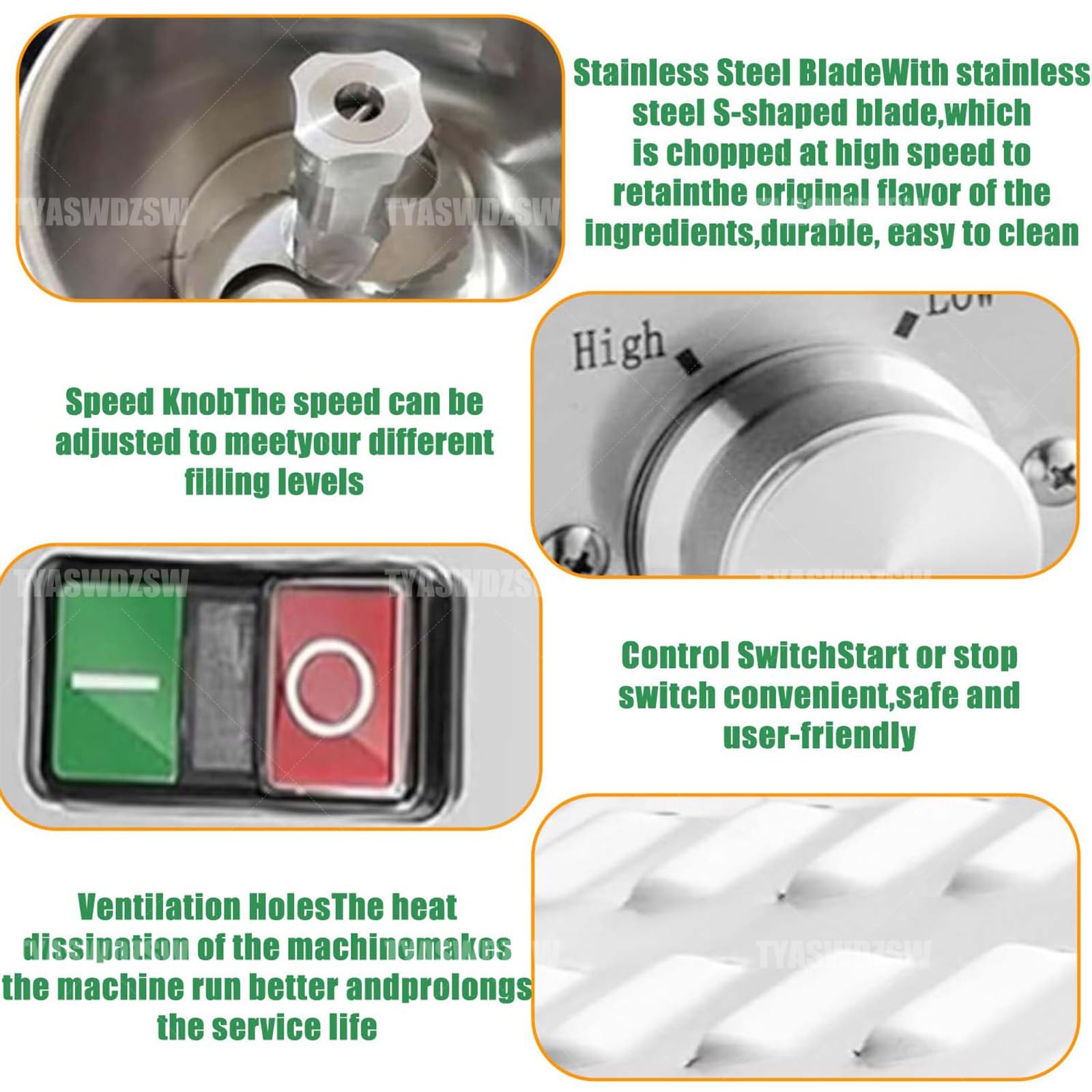 Robot Multifonction & Hachoir Alimentaire Électrique, Mixeur Commercial, Pièces Acier Inoxydable Faciles à Nettoyer, Équipé Interrupteur Magnétique pour Traiter Légumes, Viande(9L)
