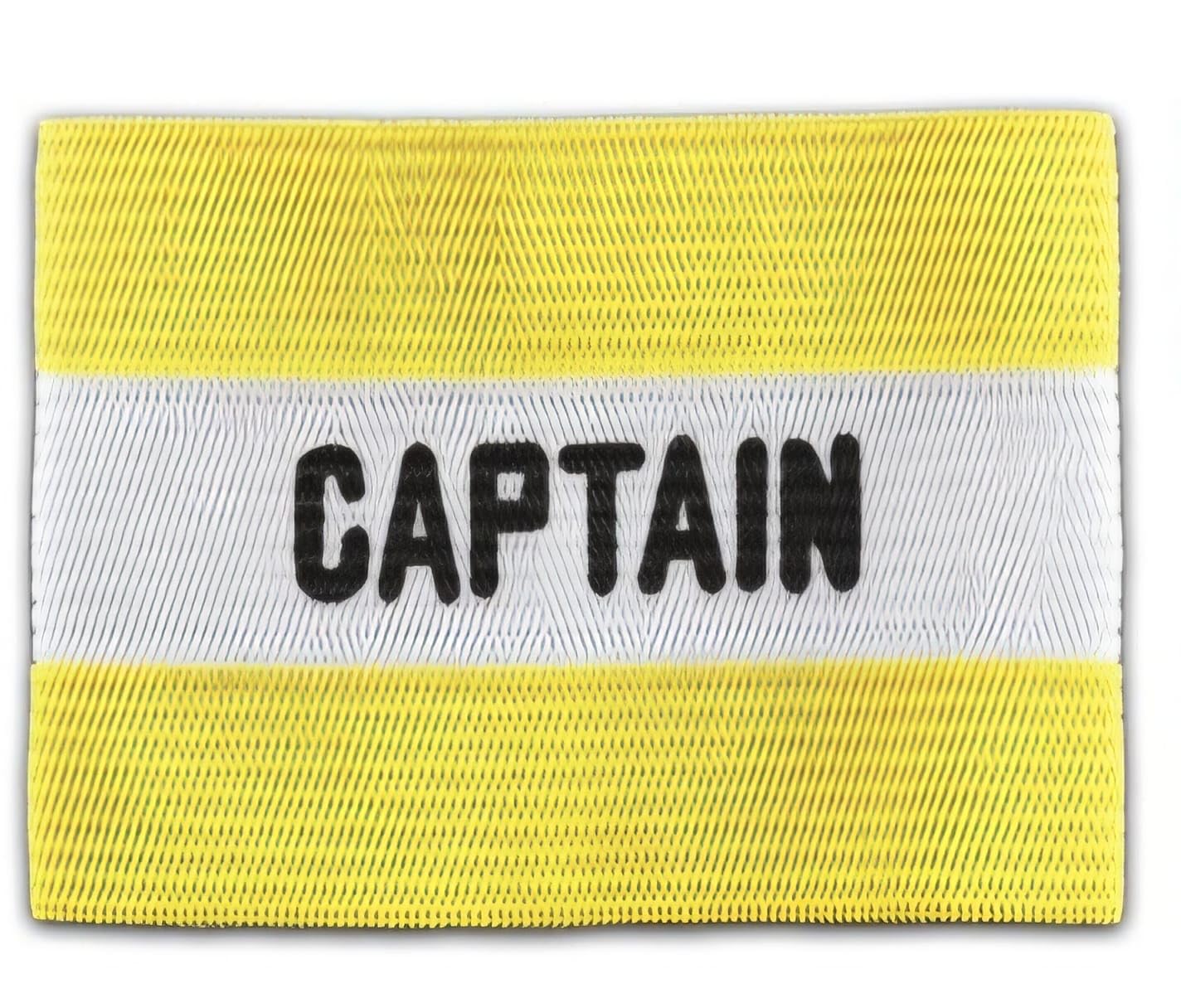 KRATOX Captain Armband, 3.5" Wide, Elastic Fit, 6 Colours (2, Yellow) | 90% Polyester Blend, Striped Design, Football & Rugby Use, One Size Fits Most, Bold Captain Text-image-2