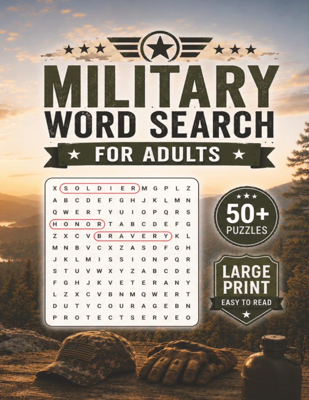 Large Print Military Word Search Puzzle Book For Adults: Word Searches with Large Print about Military Life | 50+ Puzzles | Gift for Adults & Military Enthusiasts