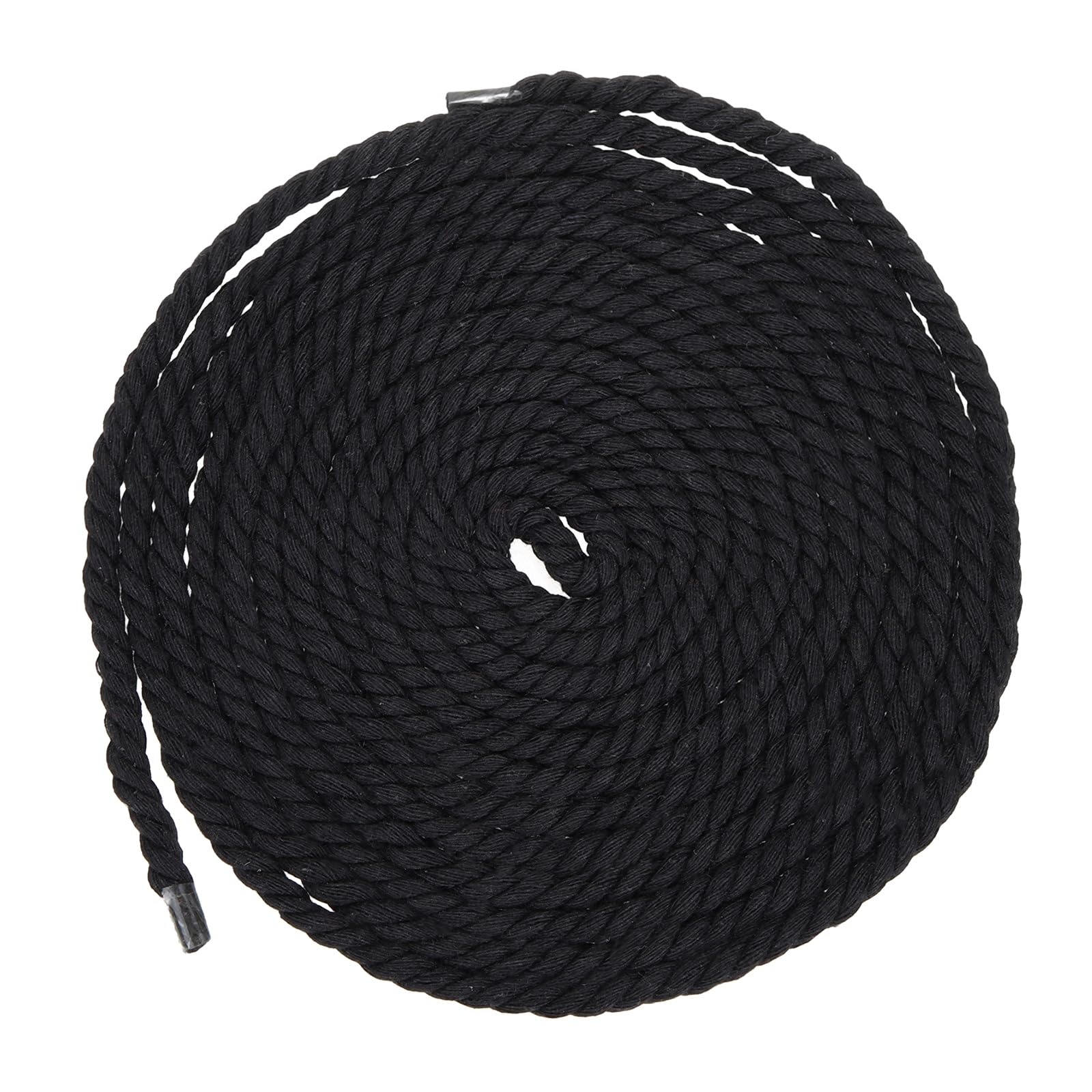 sourcing map 6mm x 14.8 Feet Black Cotton Rope, 3 Strand Clothes Line Outdoors Twisted Braided Thick Macrame Cord for DIY Wall Hanging Plant Hanger Knotting Clothesline