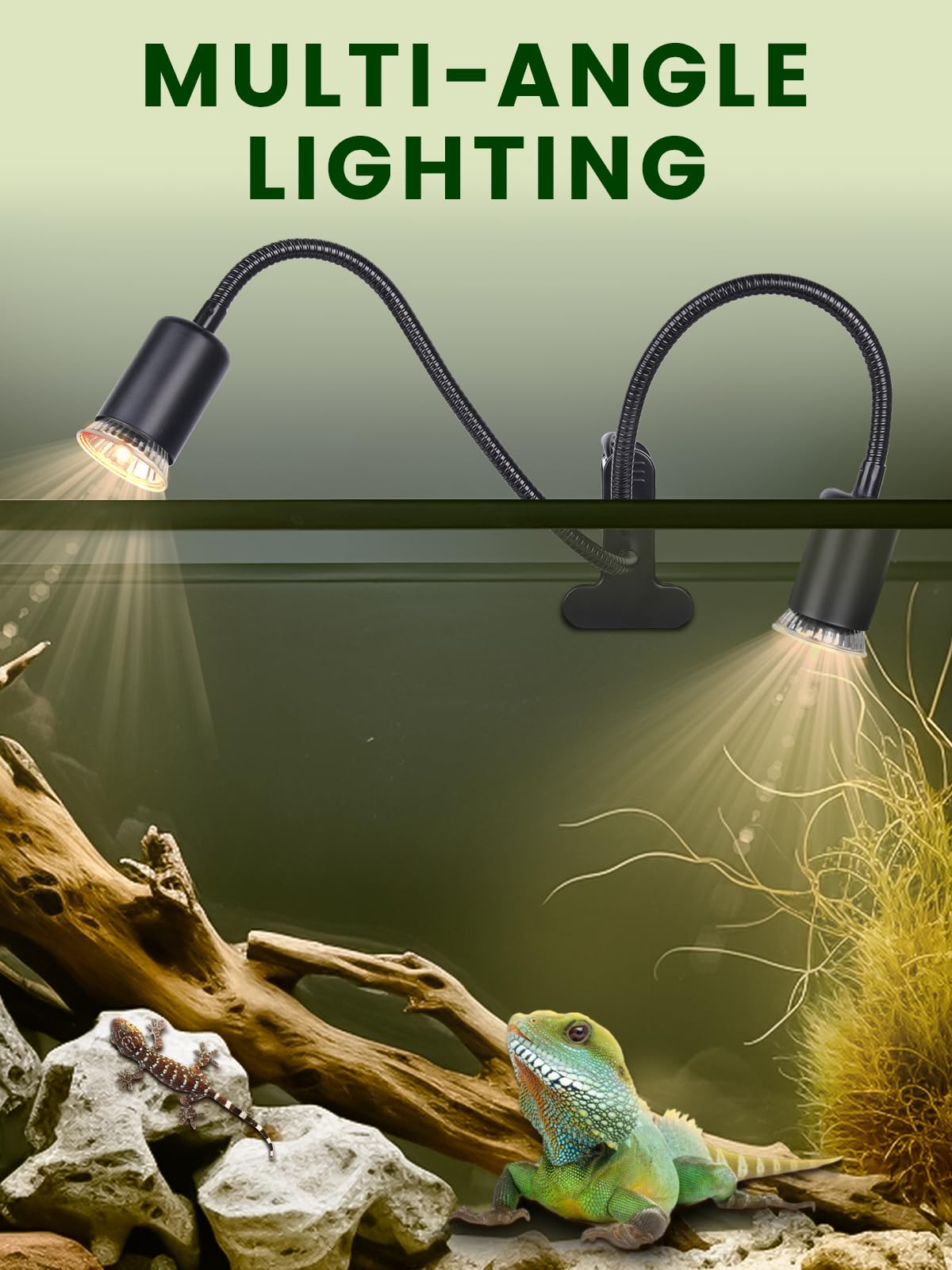 GlowUp Dual-Head Reptile Heat Lamp, Tortoise Heat Lamp with Cycle Timer, Separate Control - Image 2