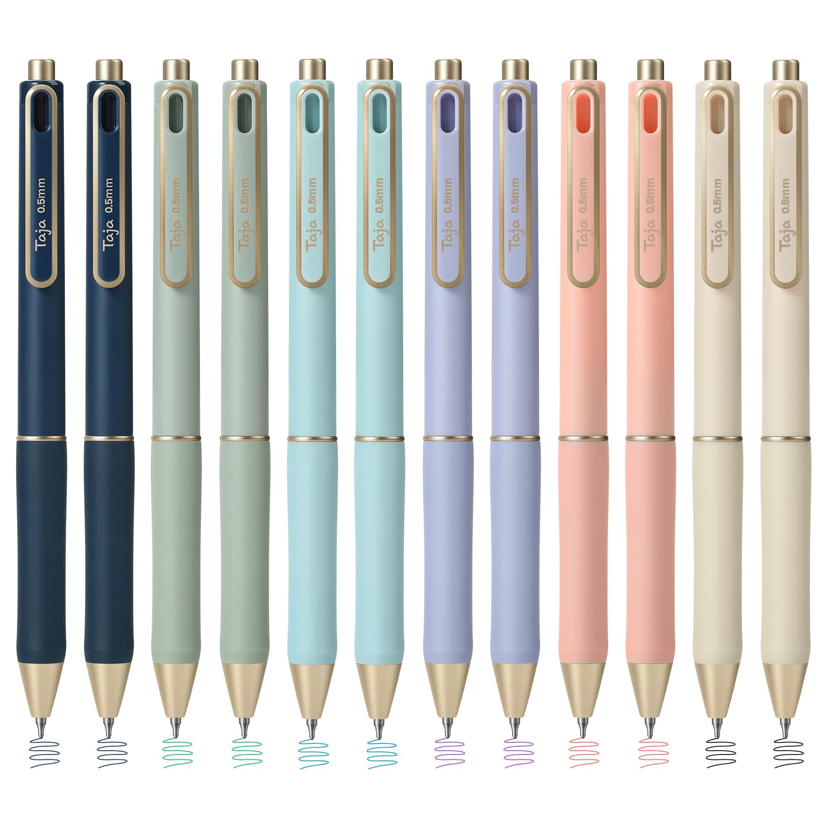 Taja Colorful Gel Pens, 12 Pcs Quick Dry Pastel Gel Ink Pens, 0.5mm Fine Point | Smooth Writing for Journaling & Office - main product image
