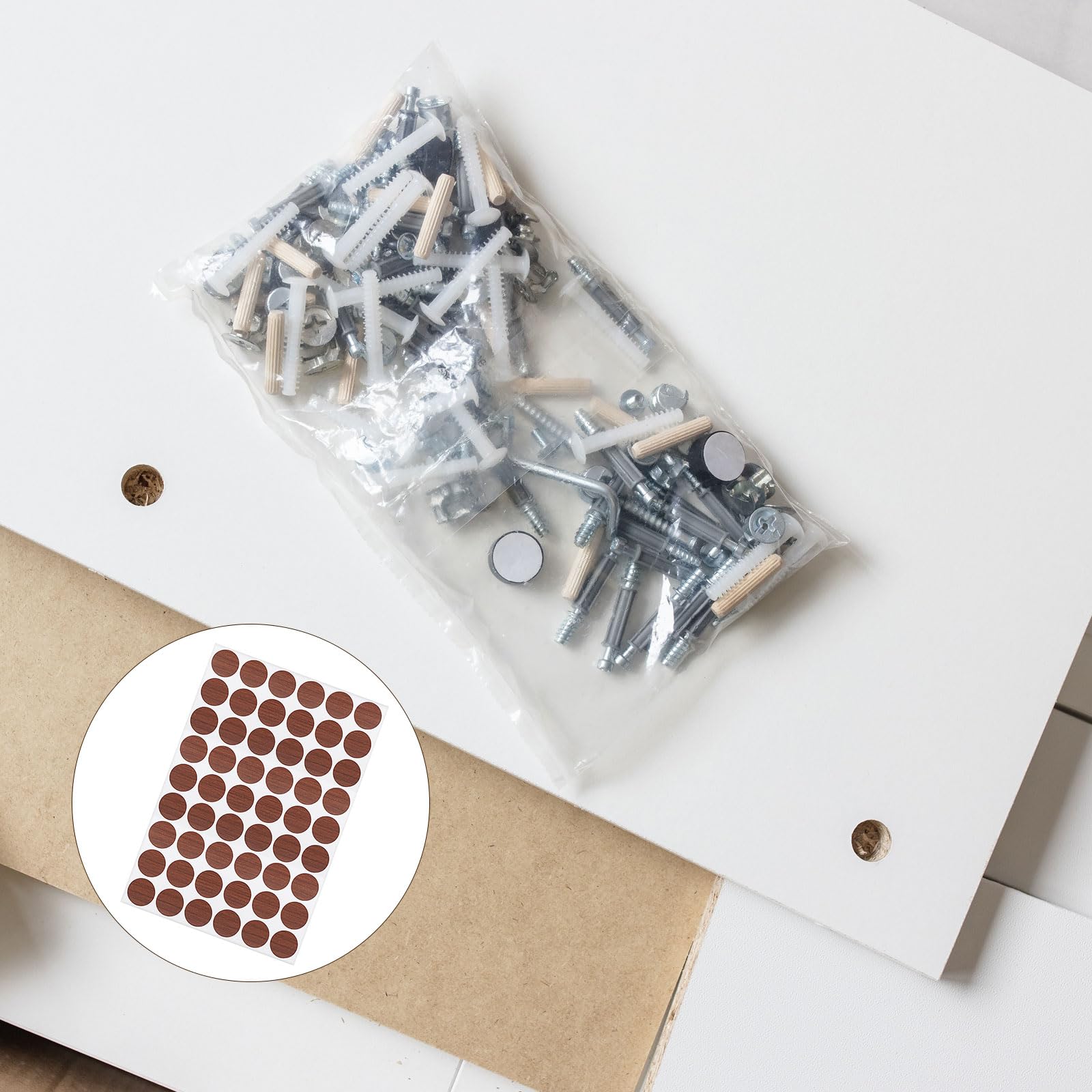 METALLIXITY Screw Hole Cover Stickers (21mm Dia) 162Pcs in 3 Sheet, PVC Shelf Peg Sealing Caps Waterproof - Image 3