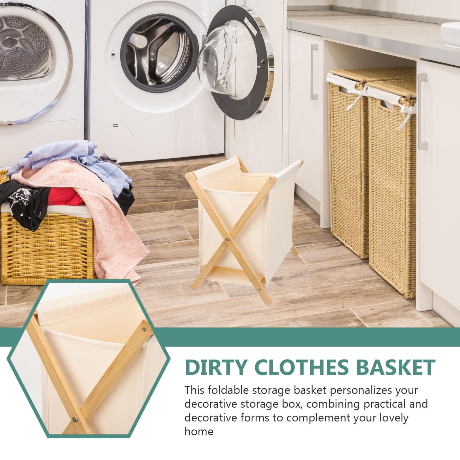 GALPADA Cesto Porta Biancheria Pieghevole in Cotone e Lino Beige Contenitore Multiuso per Giocattoli Abiti e Libri Organizer Leggero e Spazioso per Camera e Lavanderia