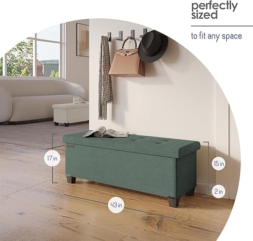 Miniatura 656 de Otomana plegable para dormitorio o sala de estar, con contenedores de almacenamiento, reposapiés para el extremo de la cama, soporta hasta 660 lb,