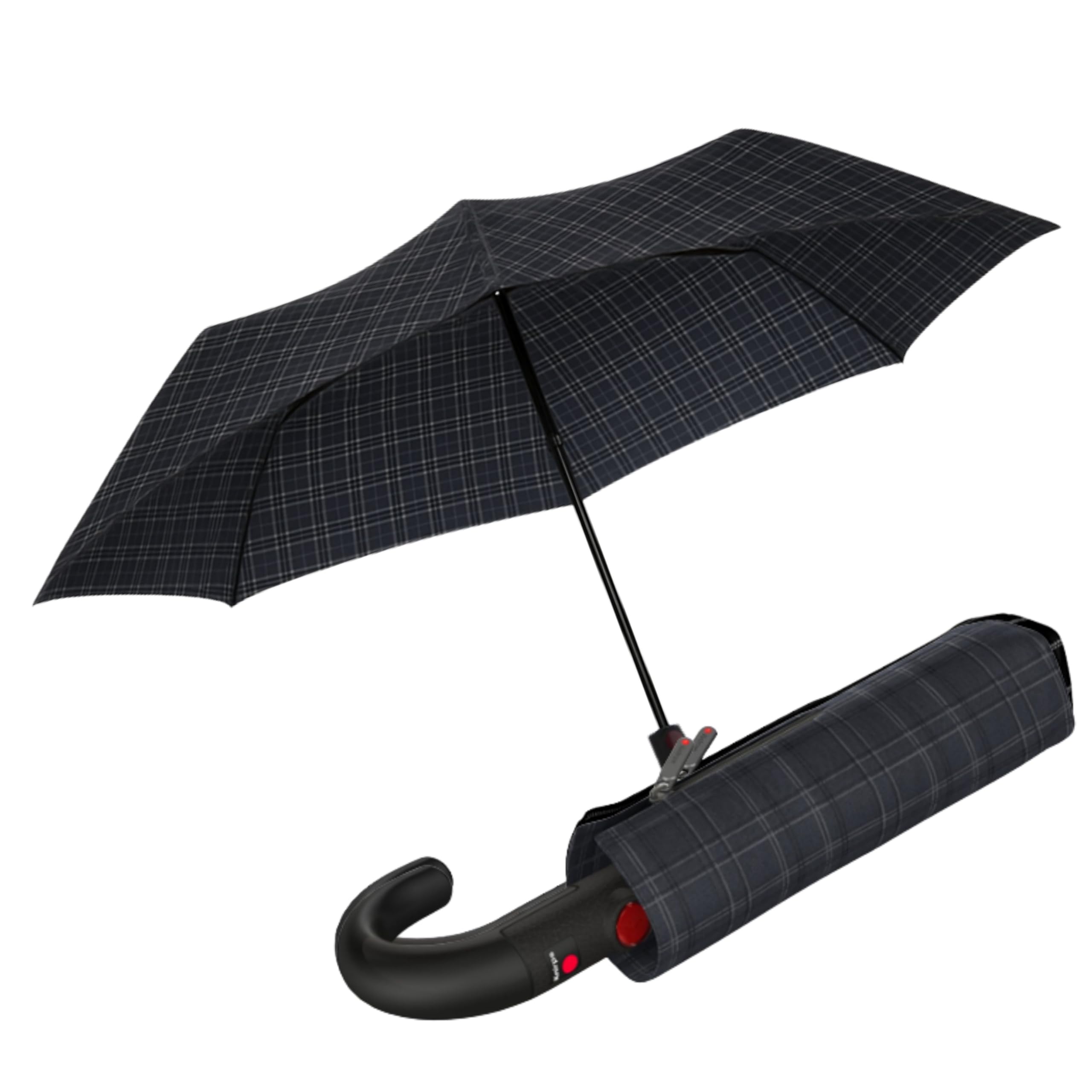 Knirps T.260 Medium Automatic Open Close Rain Umbrella with Curved Handle and Carrying Case - Compact Windproof Travel Umbrellas for Adults, 97cm