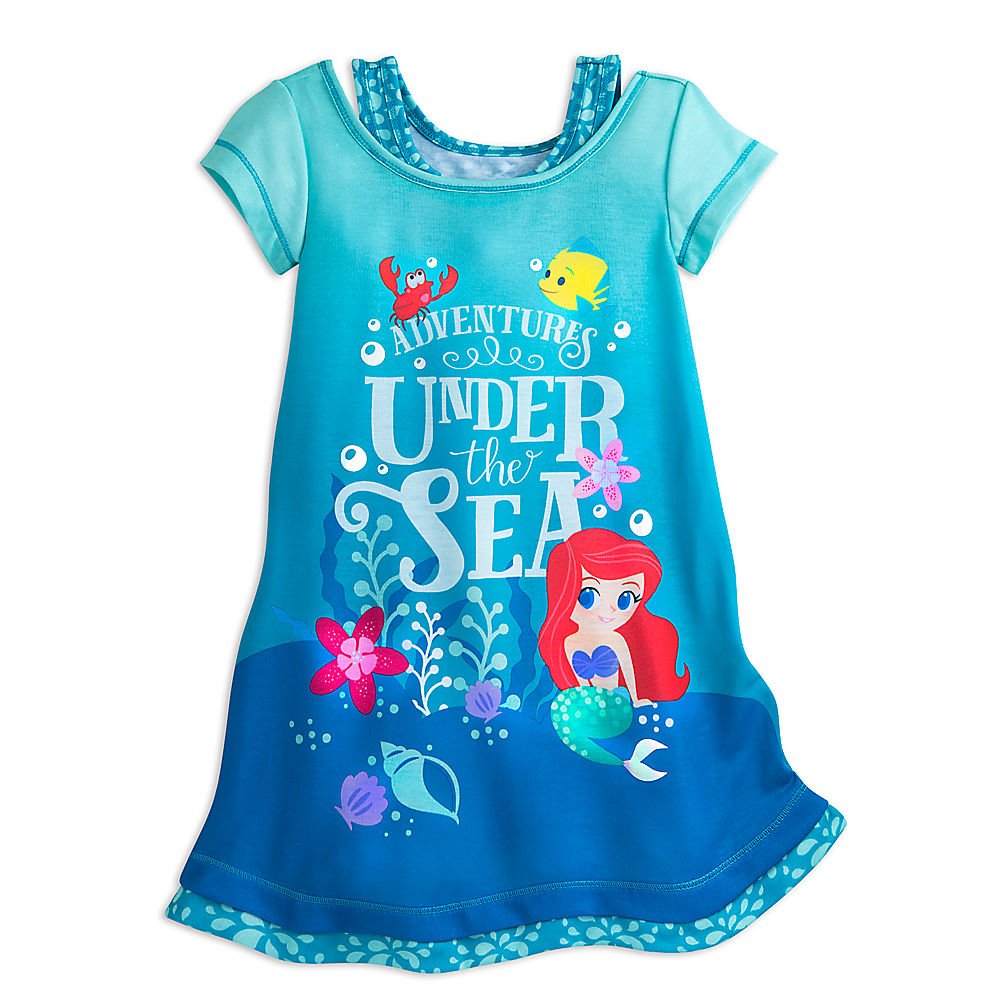 Disney Ariel Nightshirt for Girls Size 2 Blue