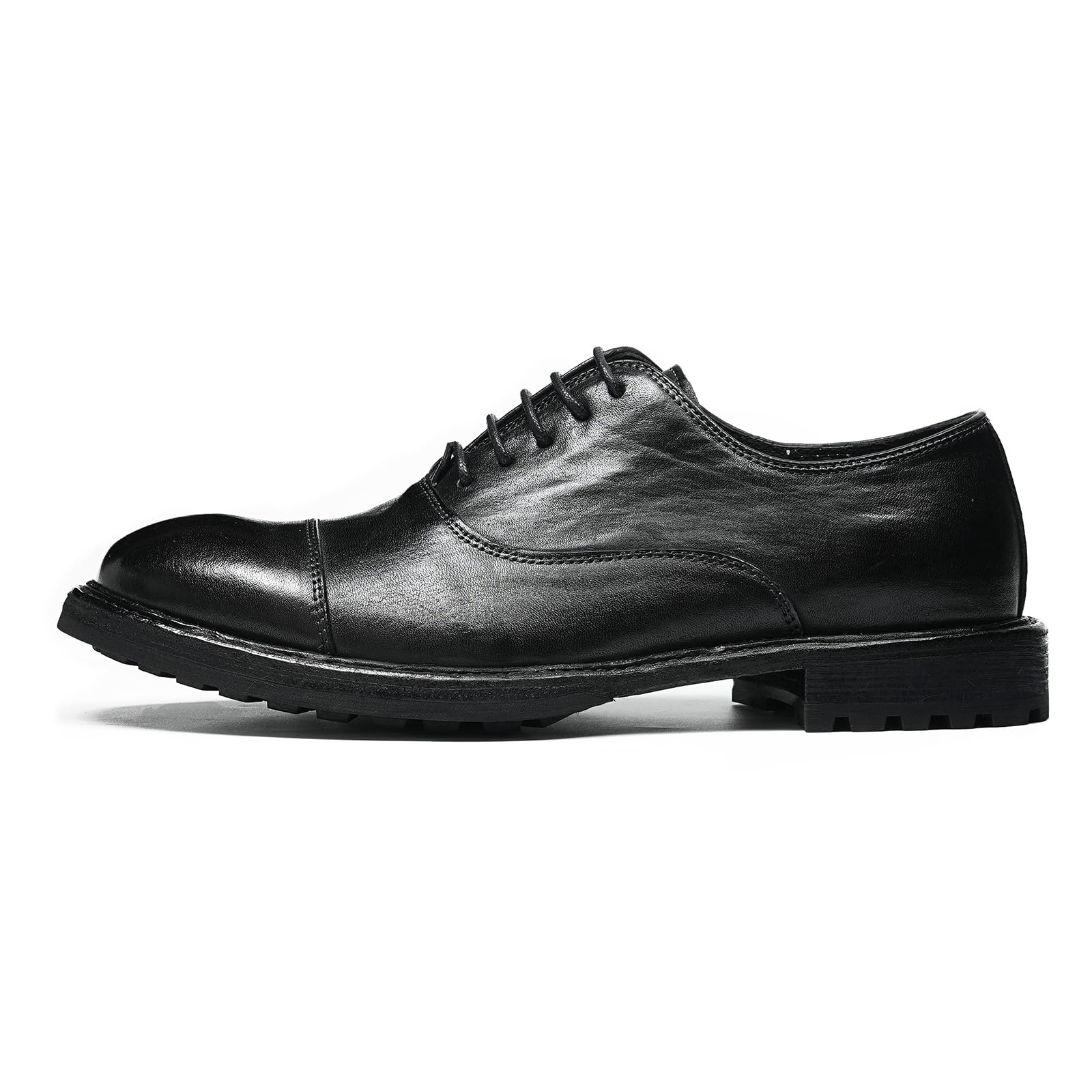 Oxfords Casuales Negocios en Cuero Genuino para Hombre Zapatos de Vestir Formales con Cordones Suaves Cómodos