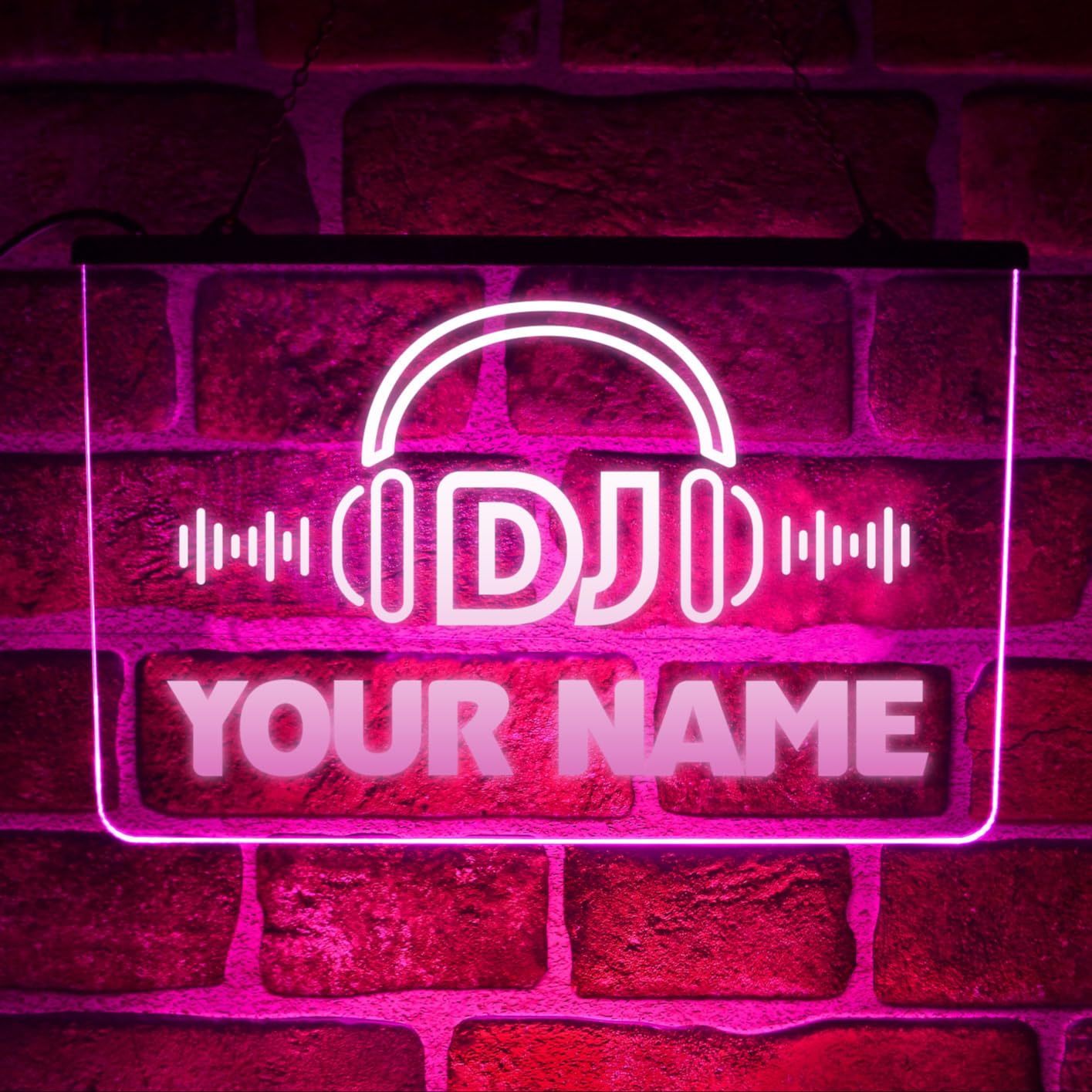 Personalised DJ Studio Neon LED Sign – Custom Light Up Name Plaque for Music Room, Radio Station, Booth Accessories – Unique Gift Ideas (USB Powered) (Pink)