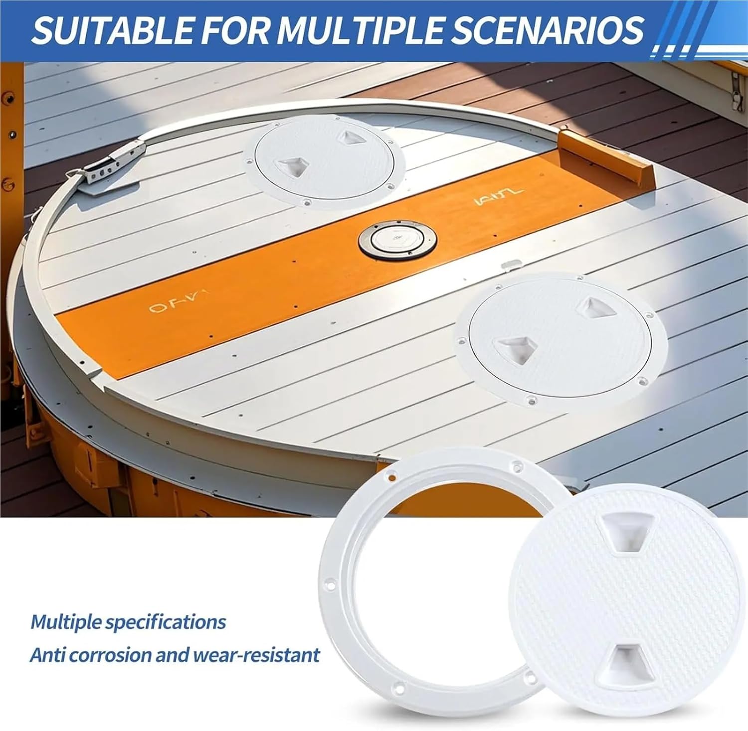Boat Hatch 3 Pcs 4 6 8 Inch ABS Round Deck Inspection Access Hatch Cover Plastic White Boat Plate for Yacht Marine
