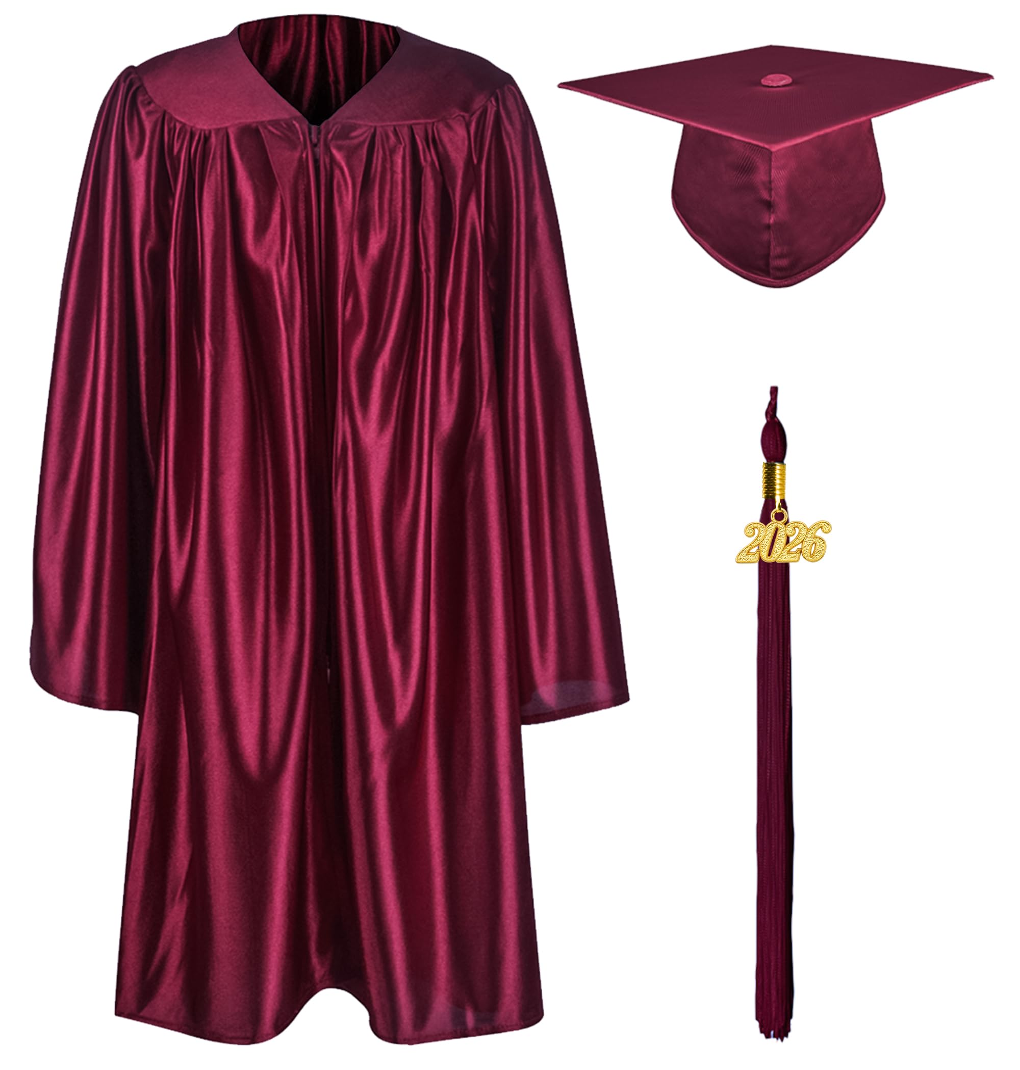 Graduationmall Maroon Preschool Children's Graduation Cap And Gown,2026 Shiny Nursery Graduation Outfit For Kids 27(107-114Cm)