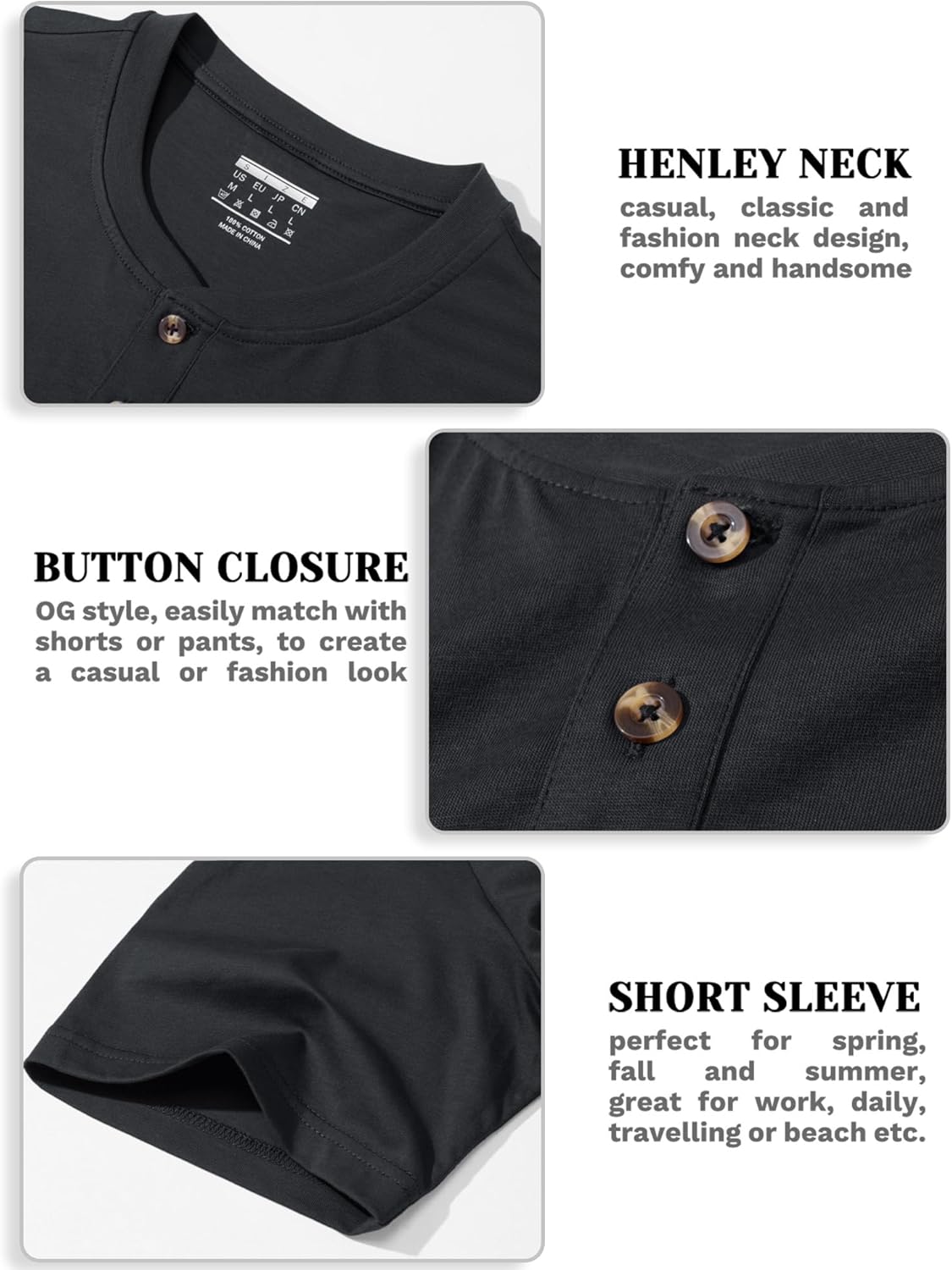 MAGCOMSEN Men's Henley Short Sleeve Shirt Moisture Wicking Lightweight Cotton T-Shirts Casual Summer Basic Tee Shirt - Image 5
