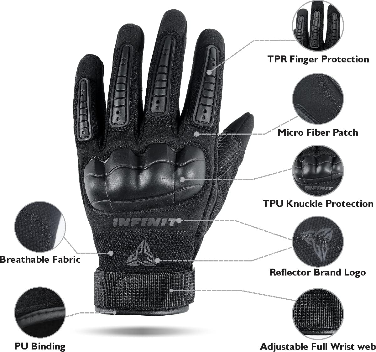 INFINIT Motorcycle Gloves for Men and Women, Dirt Bike Gloves for BMX, ATV, MTB Cycling, Hiking, Multipurpose Motorcross Sim Racing Gloves