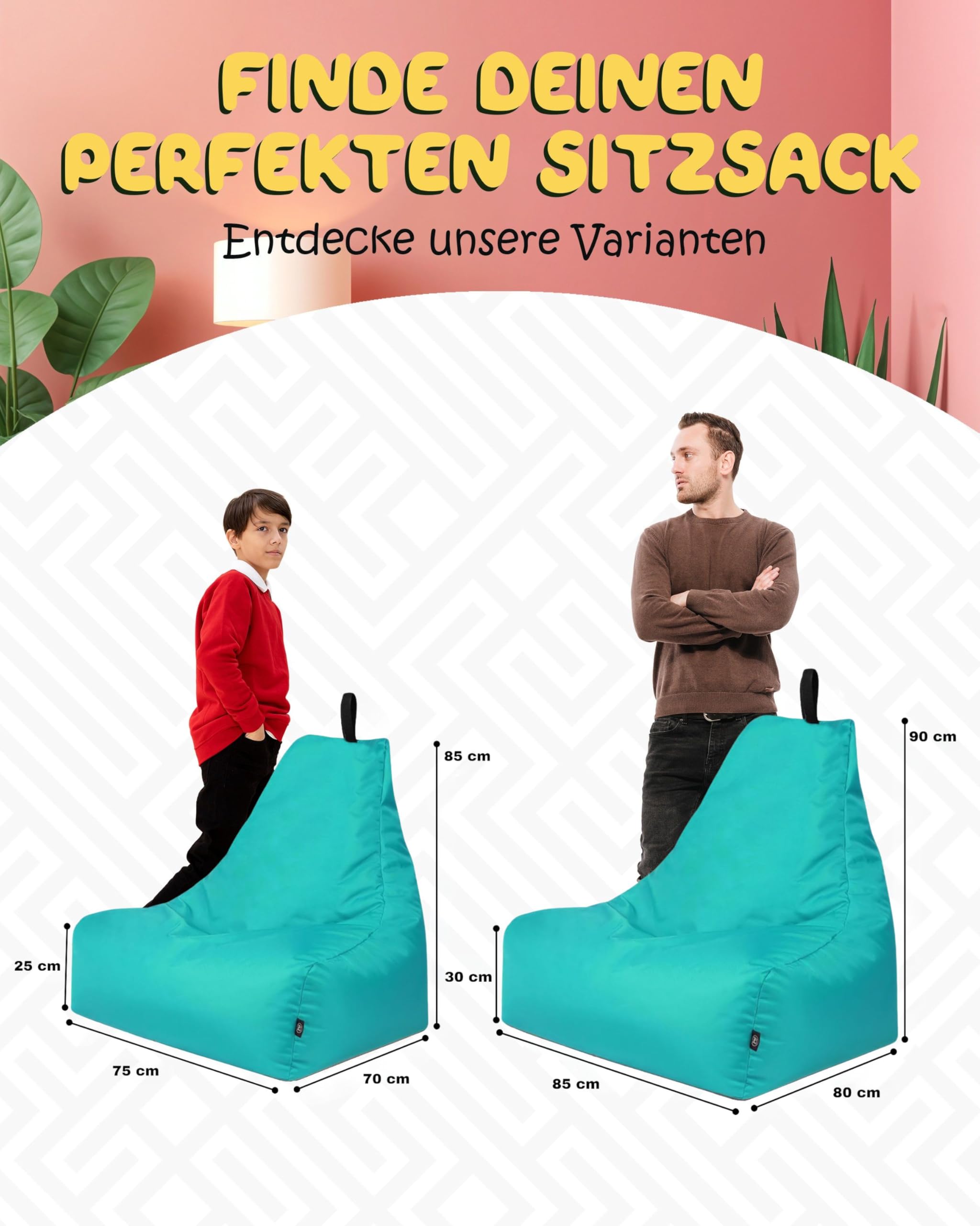 PatchHome XL fotel wypoczynkowy – ergonomiczny worek do siedzenia dla graczy, do salonu i na zewnątrz – z wypełnieniem styropianowym, poszewką nadającą się do prania i zamkiem błyskawicznym do