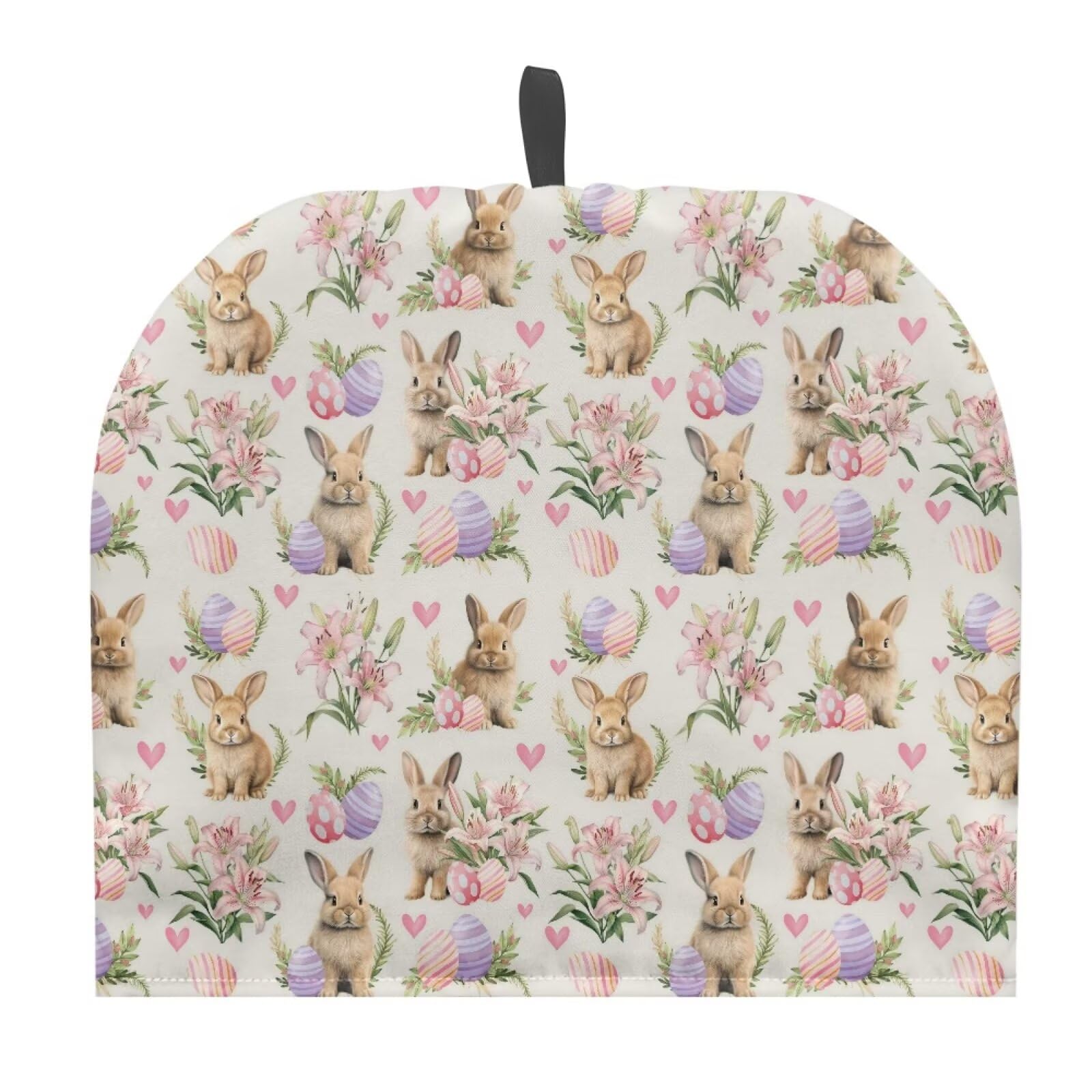 Tutolipy Bunny Egg Print Tea Cozy Cover Warmth Keep Tea Kettle Cover Insulated Teapot Cover with Top Handy Loop Easter Motif Tea Cosies Reusable