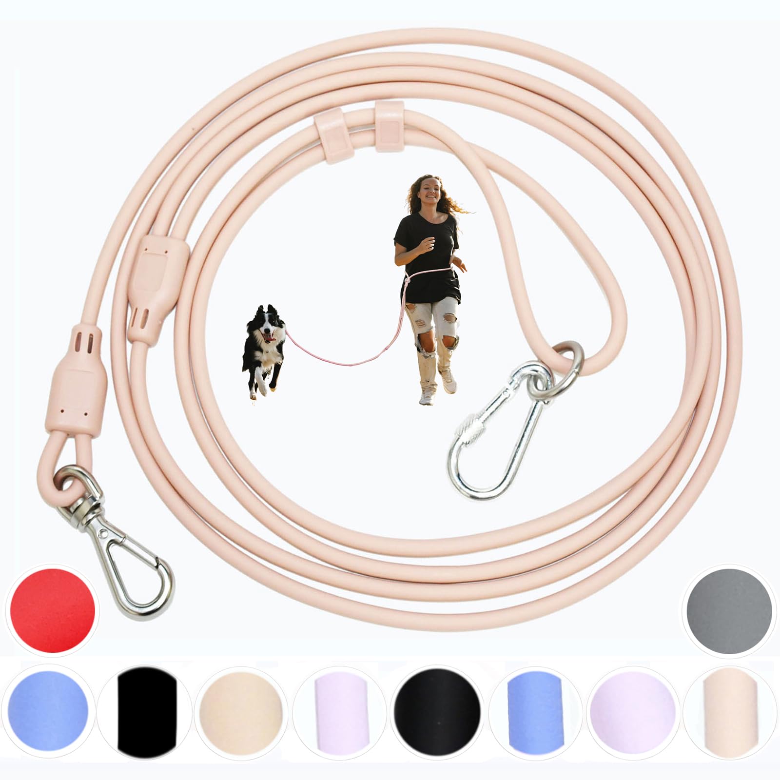 Laisse pour chien main libre étanche avec kit harnais ajustable 9-en-1 rose