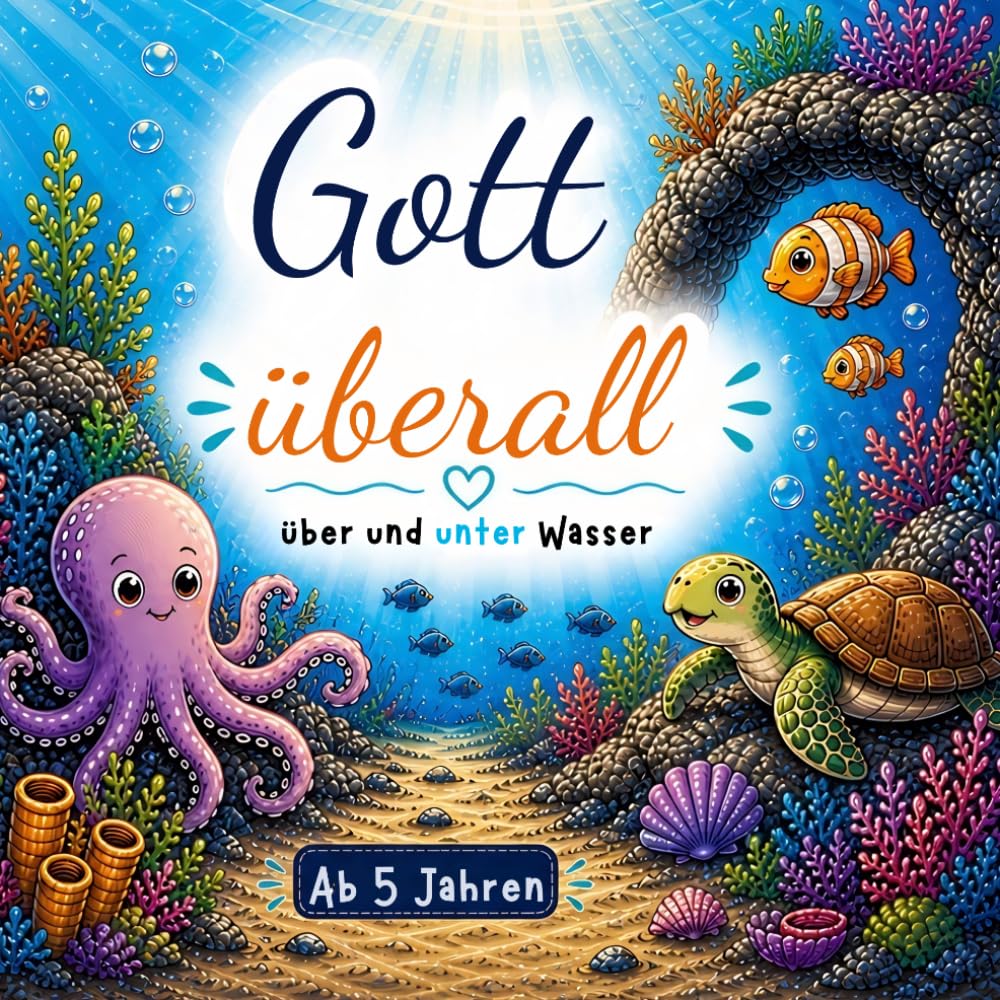 Gott überall – über und unter Wasser: Kinder Ausmalbuch ab 5 Jahren | Meerestiere, Unterwasserwelt & christliche Werte