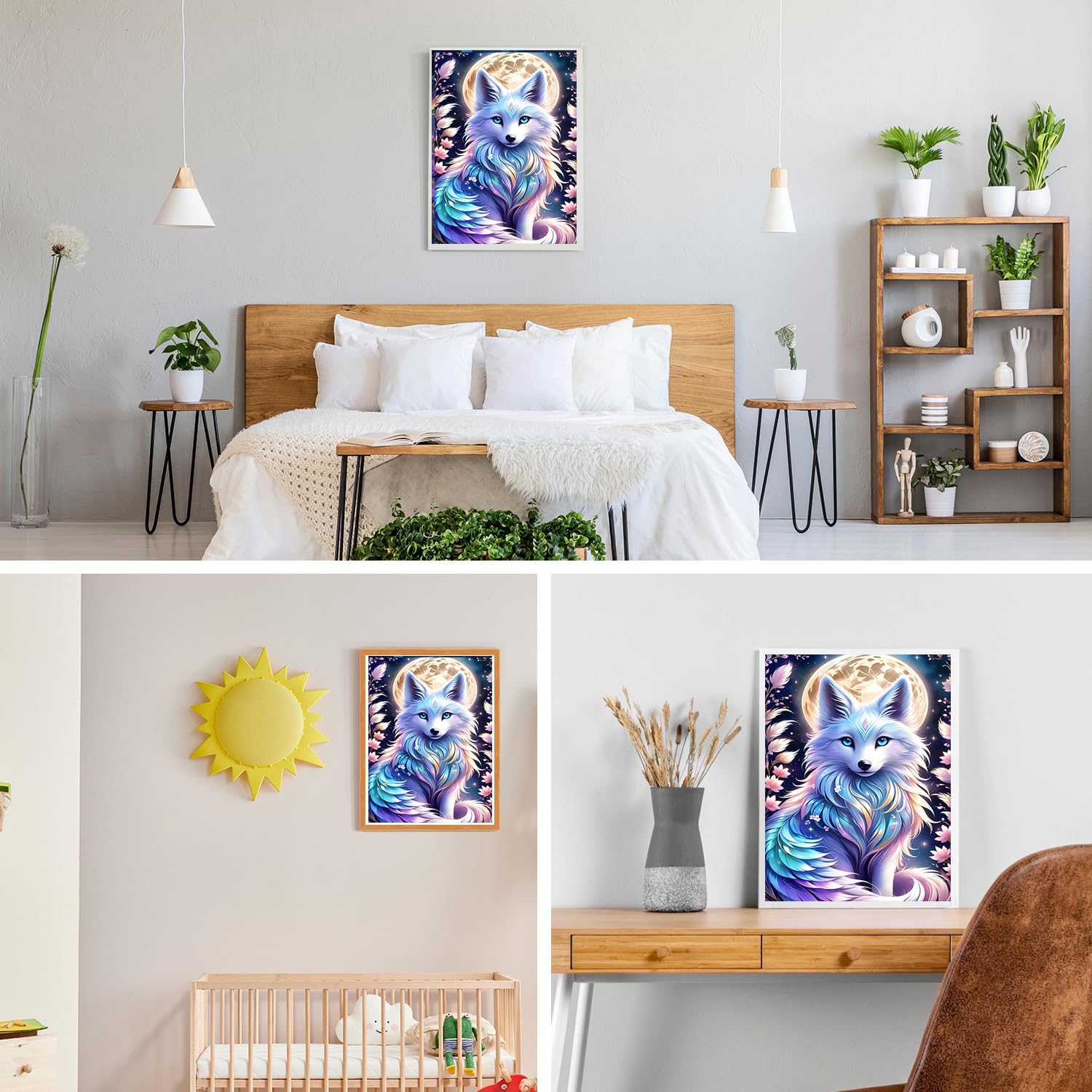 RICUVED 5D Diamond Painting Renard, Kit De Peinture Diamant Animal Complet, DIY Diamant Peinture Kit, Diamant Arts Craft Canevas Artisanat Maison Décoration Murale 30x40cm