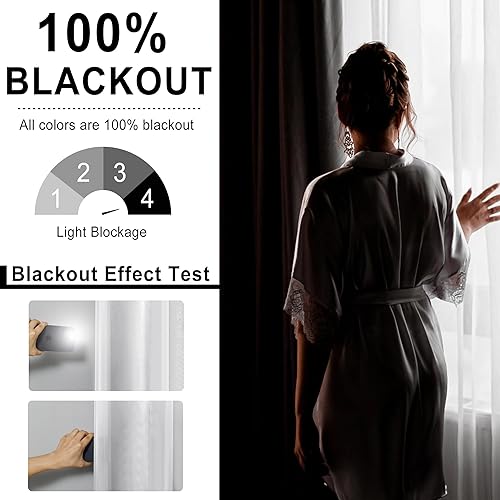 Miniatura 4 de Cortinas 100% opacas de doble capa, cortinas opacas con superposición transparente para sala de estar, habitación de los niños, cortinas de