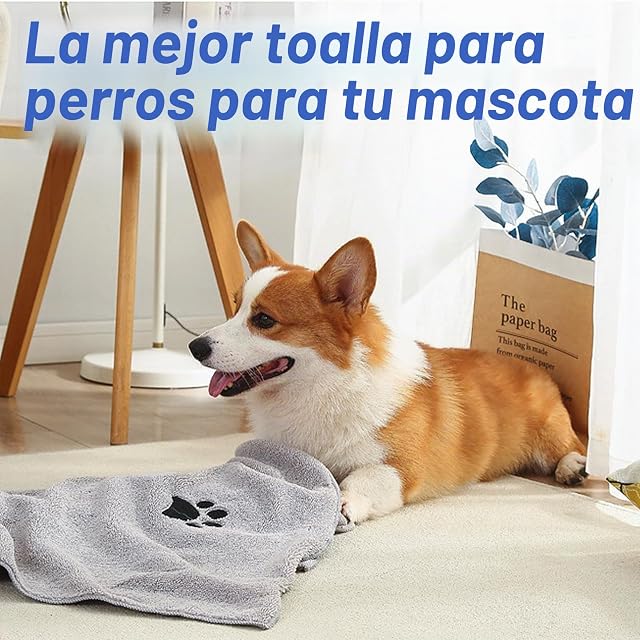 Foto 6 de 6 de QYRDBGY 3 Unidades Toalla para Perros 75 x 35 cm, Toalla Perro Secado Rapido