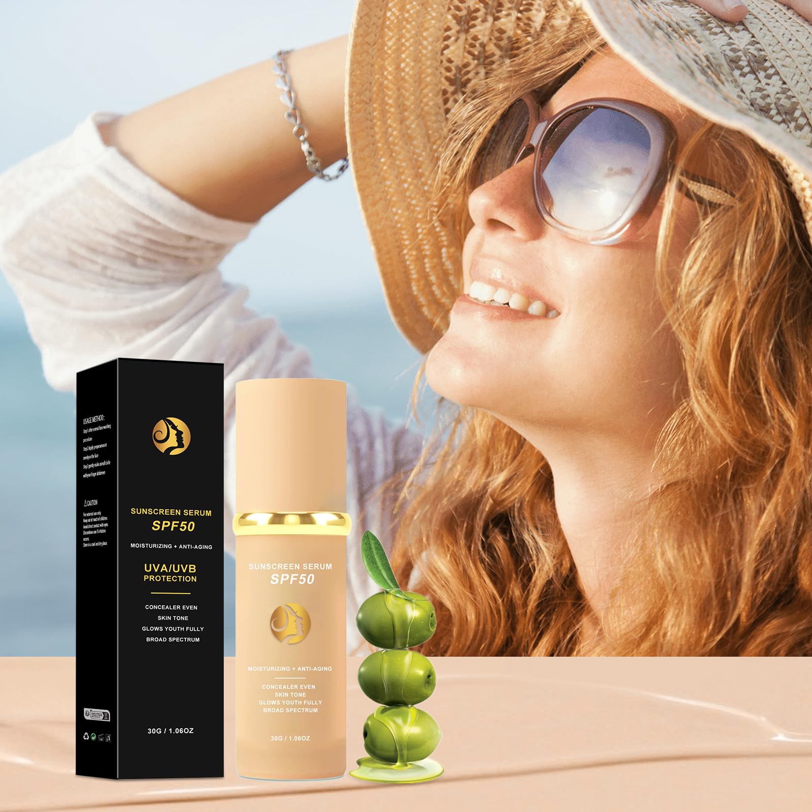 Shirleyllx 4-in-1 Foundation, Concealer and Moisturizer, Sunscreen serum SPF50, UVA/UVB Protection, moisturizing, With Olea Europaea Olive Fruit Oil, Hyaluronic Acid, Stay up to 24H, 30ml (1pc) - Image 2