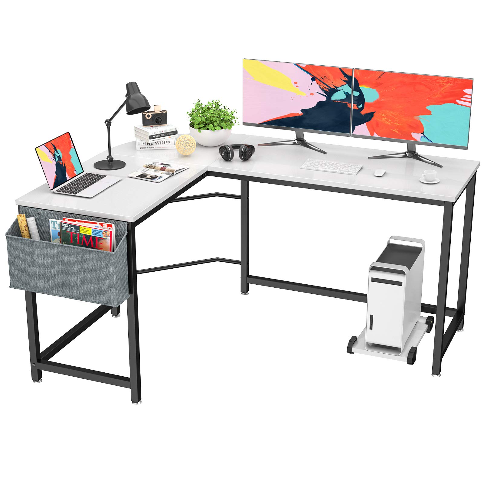 Buy Foxemart L Shaped Desk Corner Desk 58" Computer Gaming Desk PC