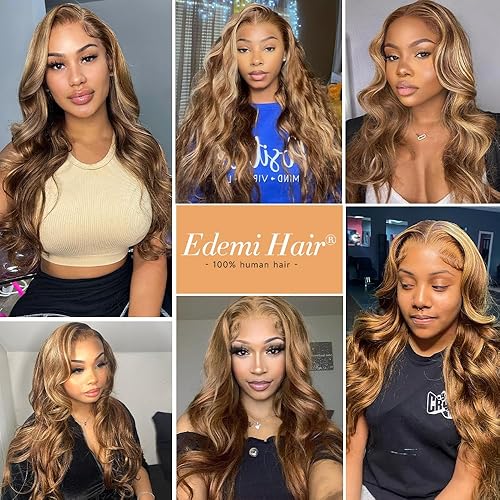 Miniatura 2 de Peluca de cabello humano con encaje frontal transparente HD de 13 x 4 pulgadas, 180 % de densidad, cabello humano ondulado 427, color rubio miel,