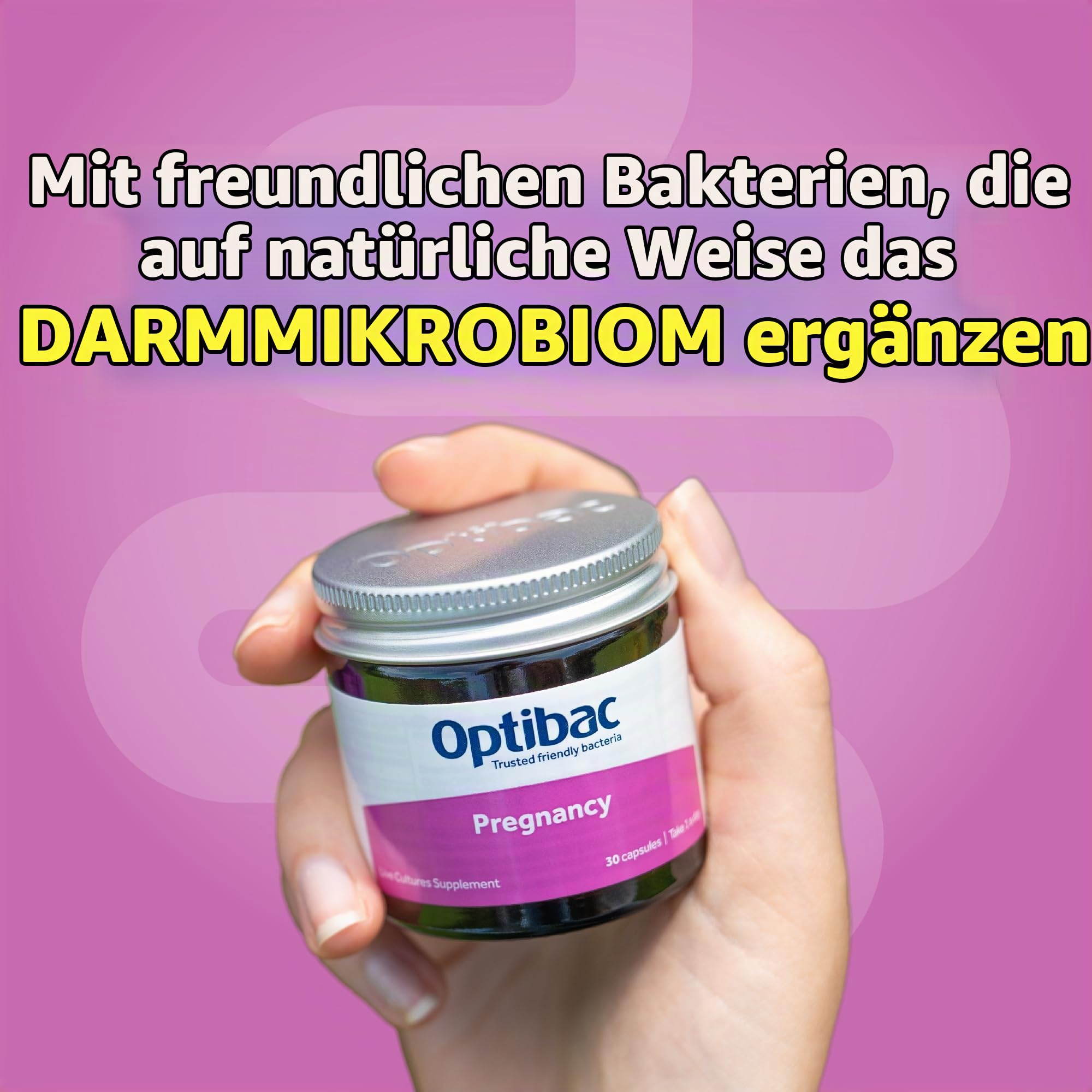 OptiBac Für Schwangerschaft | 12 Mrd Bakterienkulturen | Natürliches Nahrungsergänzungsmittel | 1-Monatspackung | 30 Kapseln
