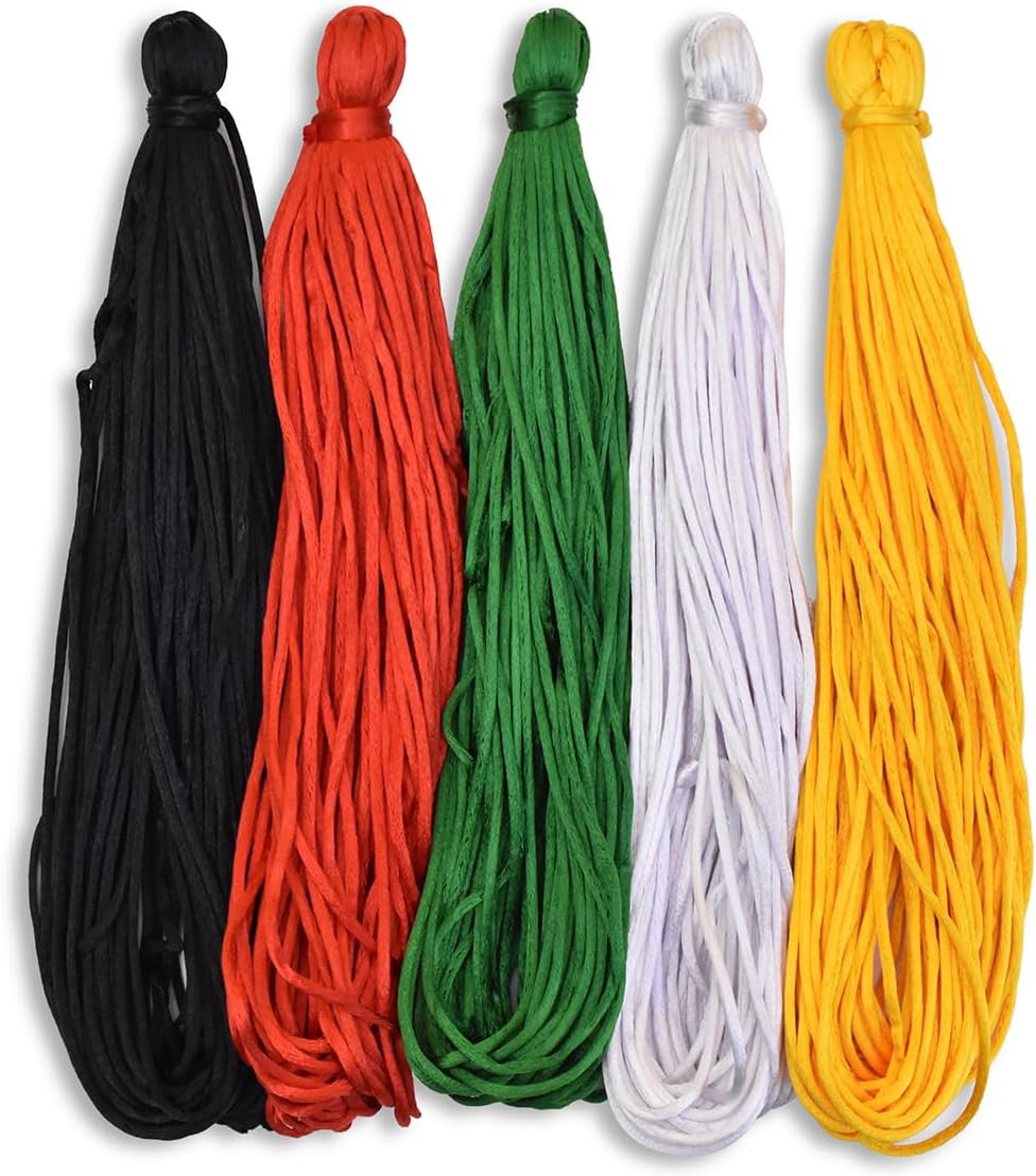 Embroiderymaterial Rattail Satin Cord/Malai Dori Combo For Craft, Embroidery And Jewellery Making (Pack Of 5 Color, 20 Mtr Of Each Color, Multicolor) - Metre: 100